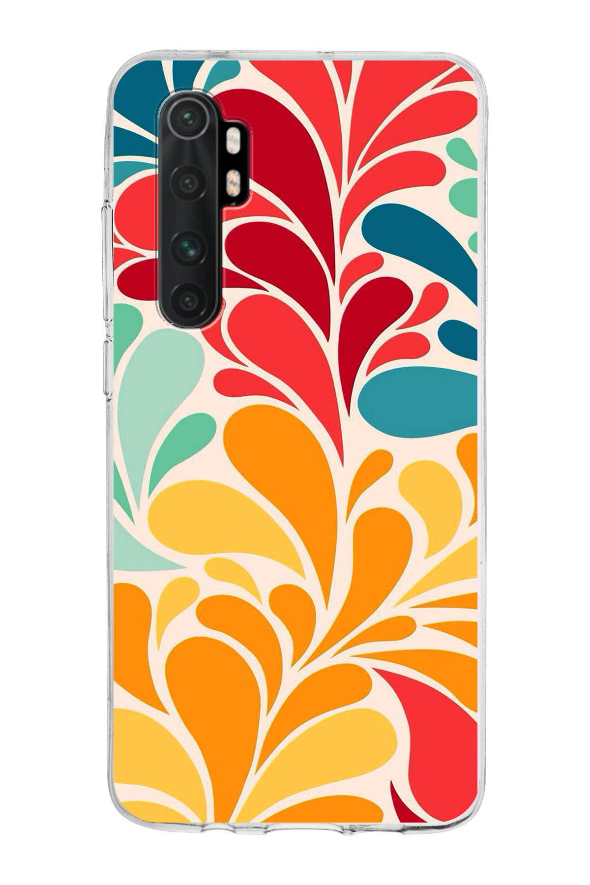 Xiaomi Mi Note 10 Lite ile Uyumlu 1mm Slim Fit Retro Colors 5 Baskılı Şeffaf Kılıf