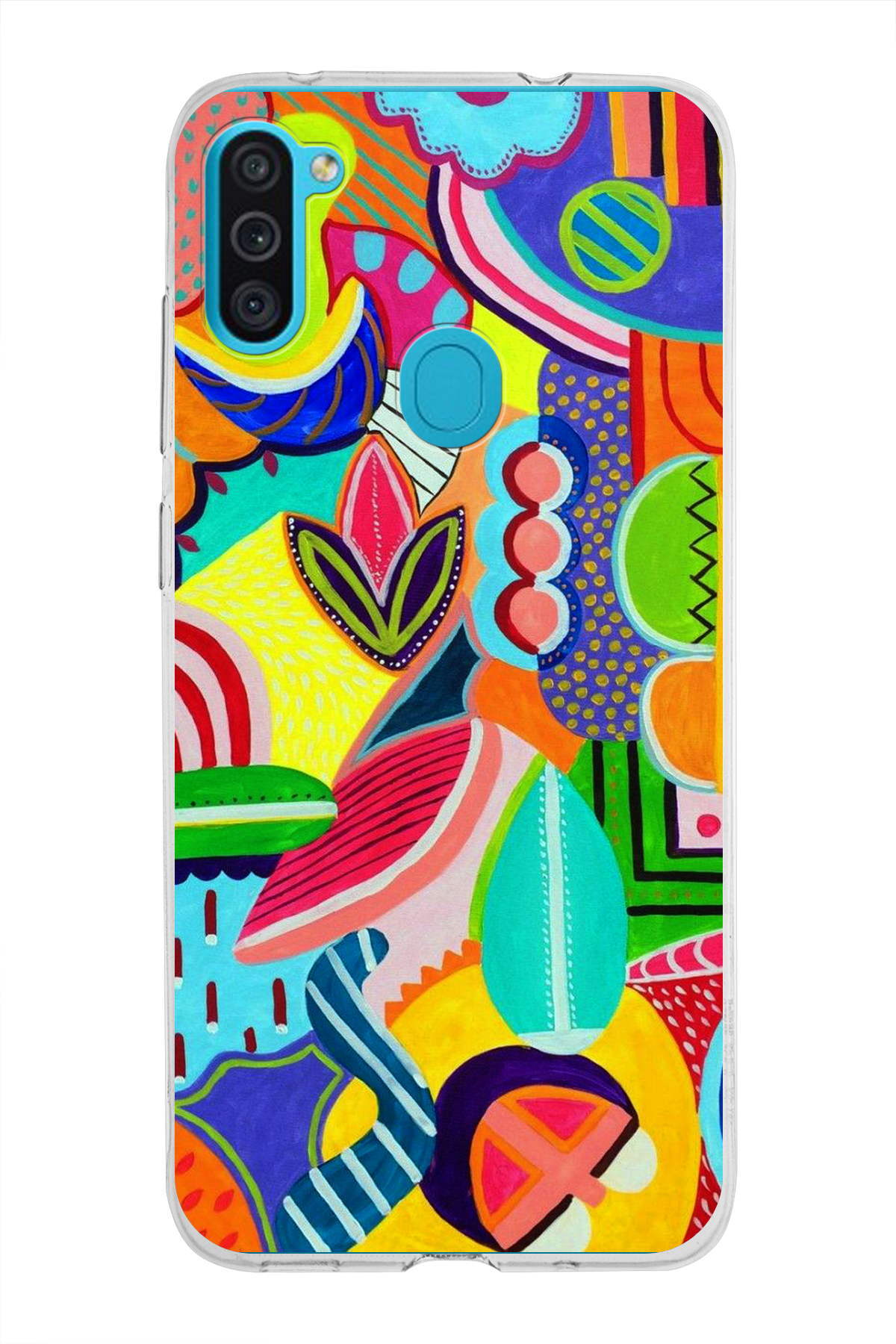 Samsung Galaxy M11 ile Uyumlu 1mm Slim Fit Retro Colors 6 Baskılı Şeffaf Kılıf