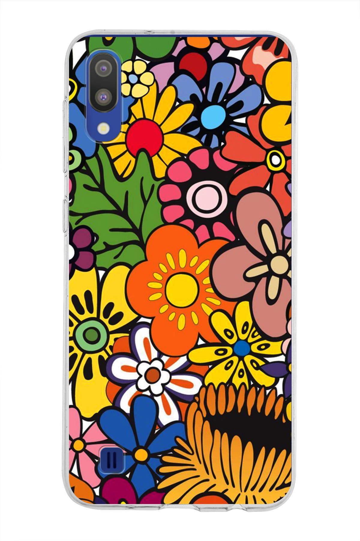 Samsung Galaxy M10 ile Uyumlu 1mm Slim Fit Retro Colors 2 Baskılı Şeffaf Kılıf