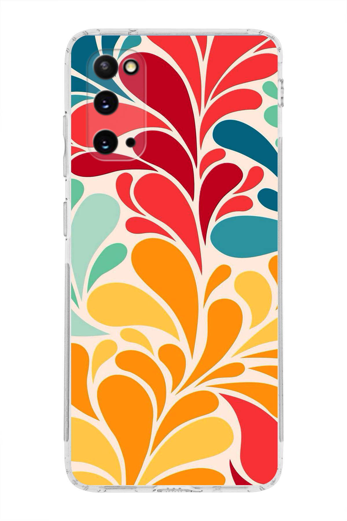 Samsung Galaxy S20 ile Uyumlu 1mm Slim Fit Retro Colors 5 Baskılı Şeffaf Kılıf