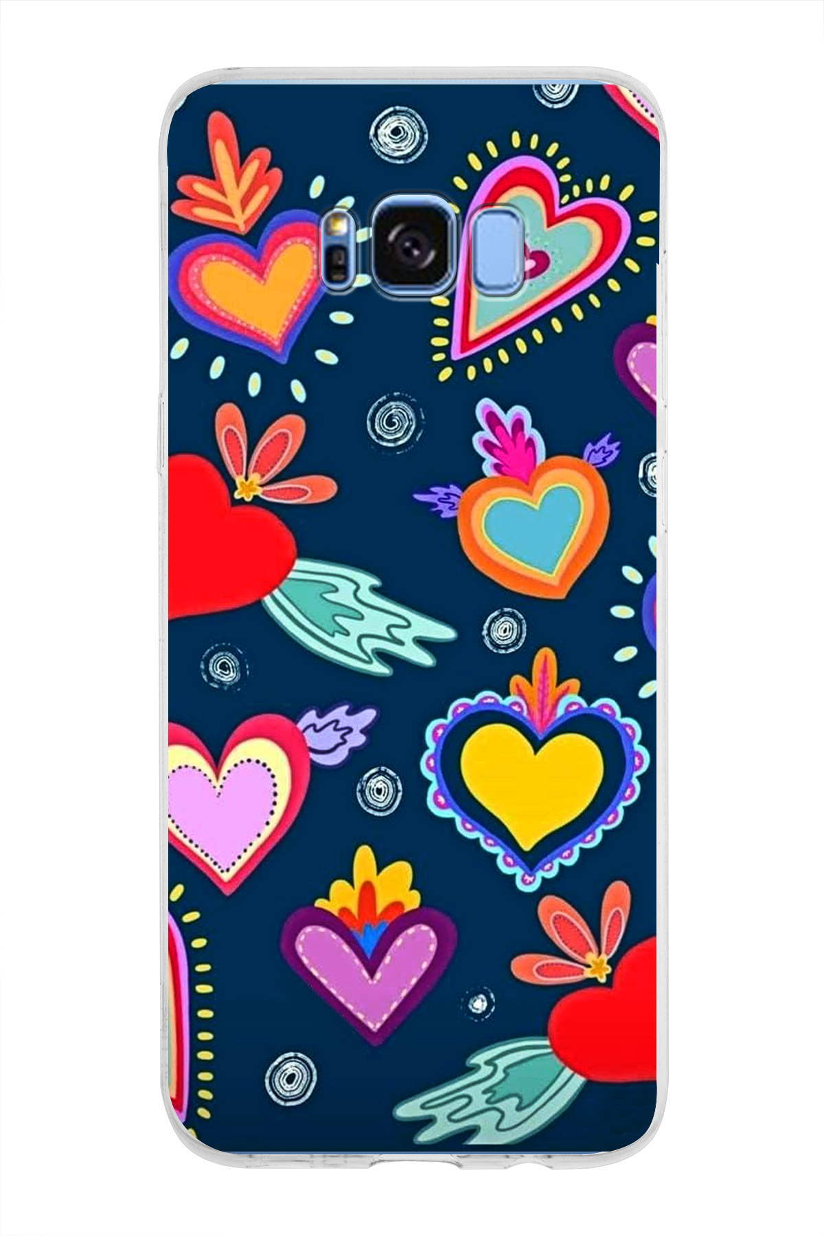 Samsung Galaxy S8 Plus ile Uyumlu 1mm Slim Fit Retro Colors 3 Baskılı Şeffaf Kılıf