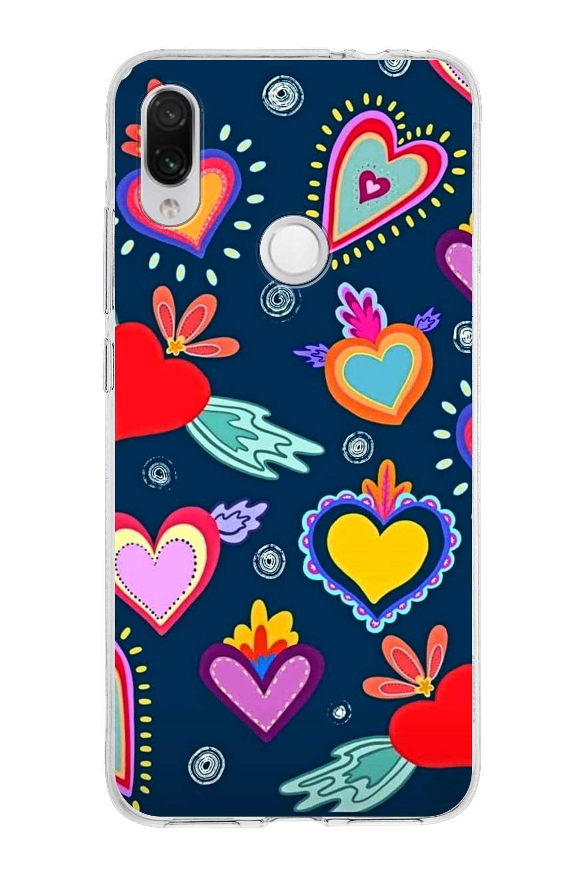 Xiaomi Redmi Note 7 ile Uyumlu 1mm Slim Fit Retro Colors 3 Baskılı Şeffaf Kılıf