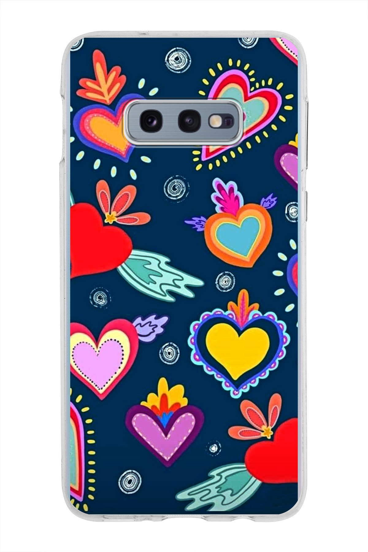Samsung Galaxy S10e ile Uyumlu 1mm Slim Fit Retro Colors 3 Baskılı Şeffaf Kılıf