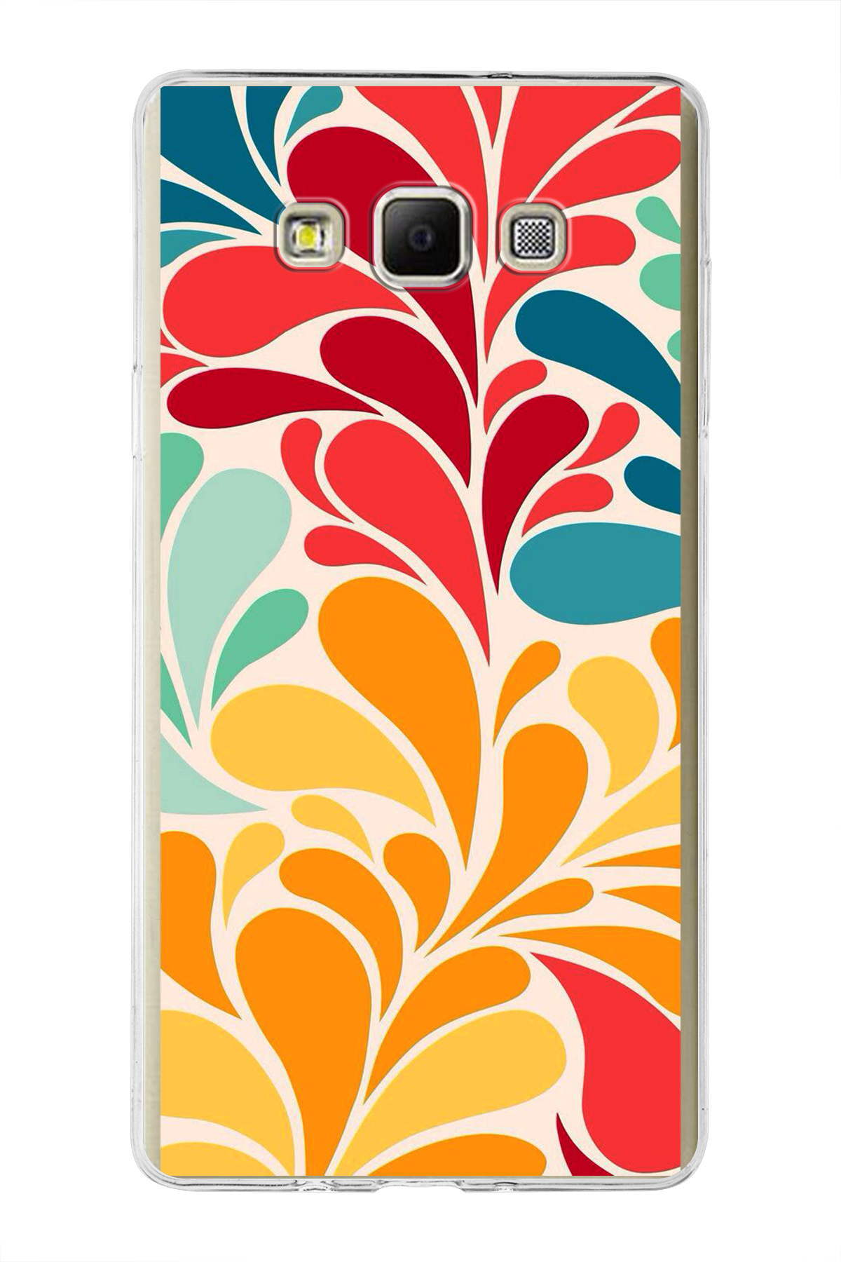 Samsung Galaxy A7 ile Uyumlu 1mm Slim Fit Retro Colors 5 Baskılı Şeffaf Kılıf