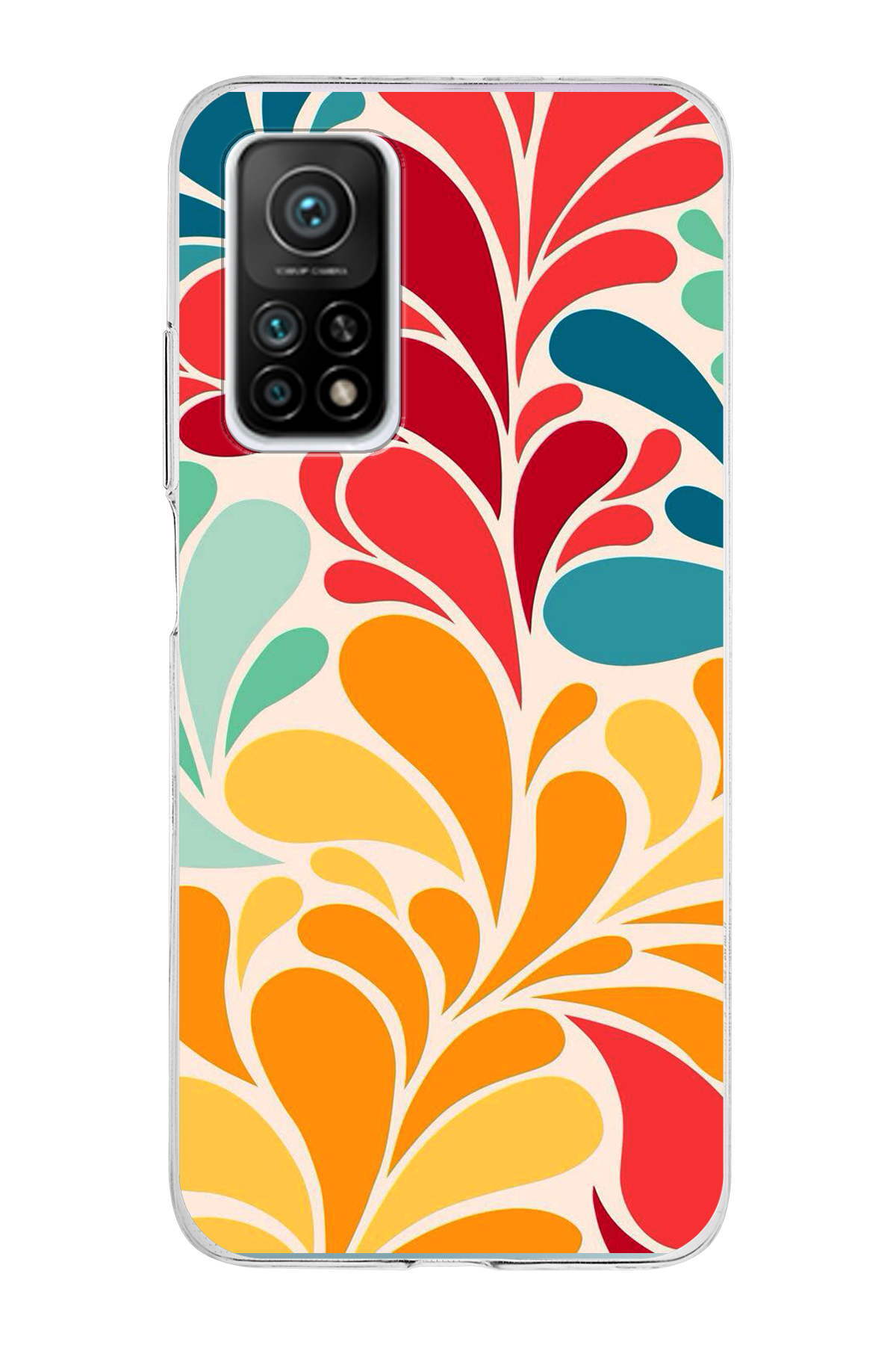 Xiaomi Mi 10T Pro ile Uyumlu 1mm Slim Fit Retro Colors 5 Baskılı Şeffaf Kılıf