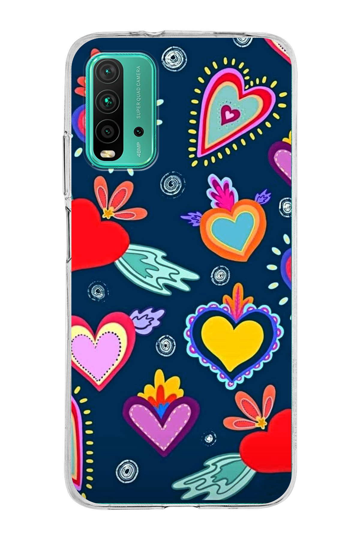 Xiaomi Poco M3 ile Uyumlu 1mm Slim Fit Retro Colors 3 Baskılı Şeffaf Kılıf