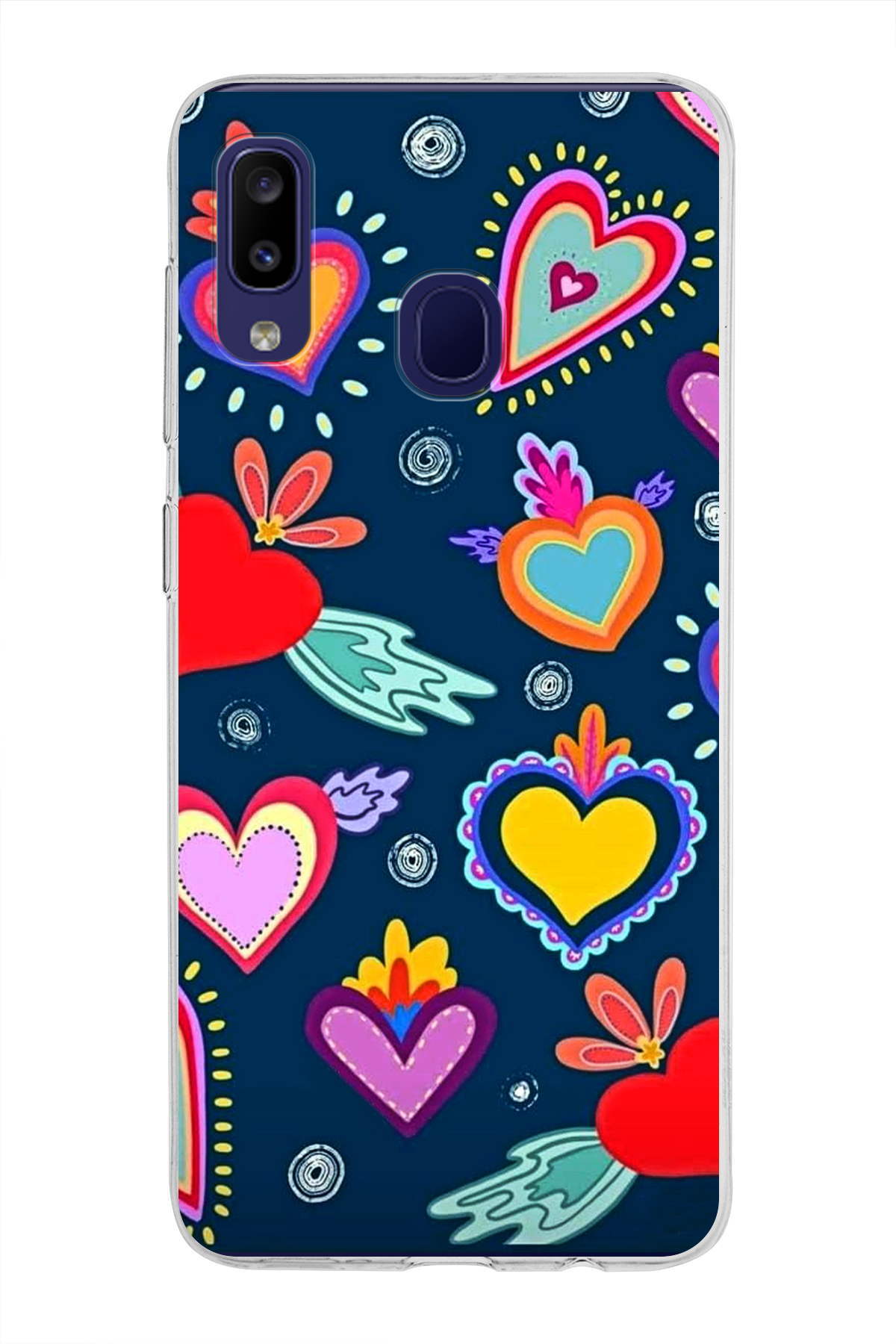 Samsung Galaxy M10s ile Uyumlu 1mm Slim Fit Retro Colors 3 Baskılı Şeffaf Kılıf