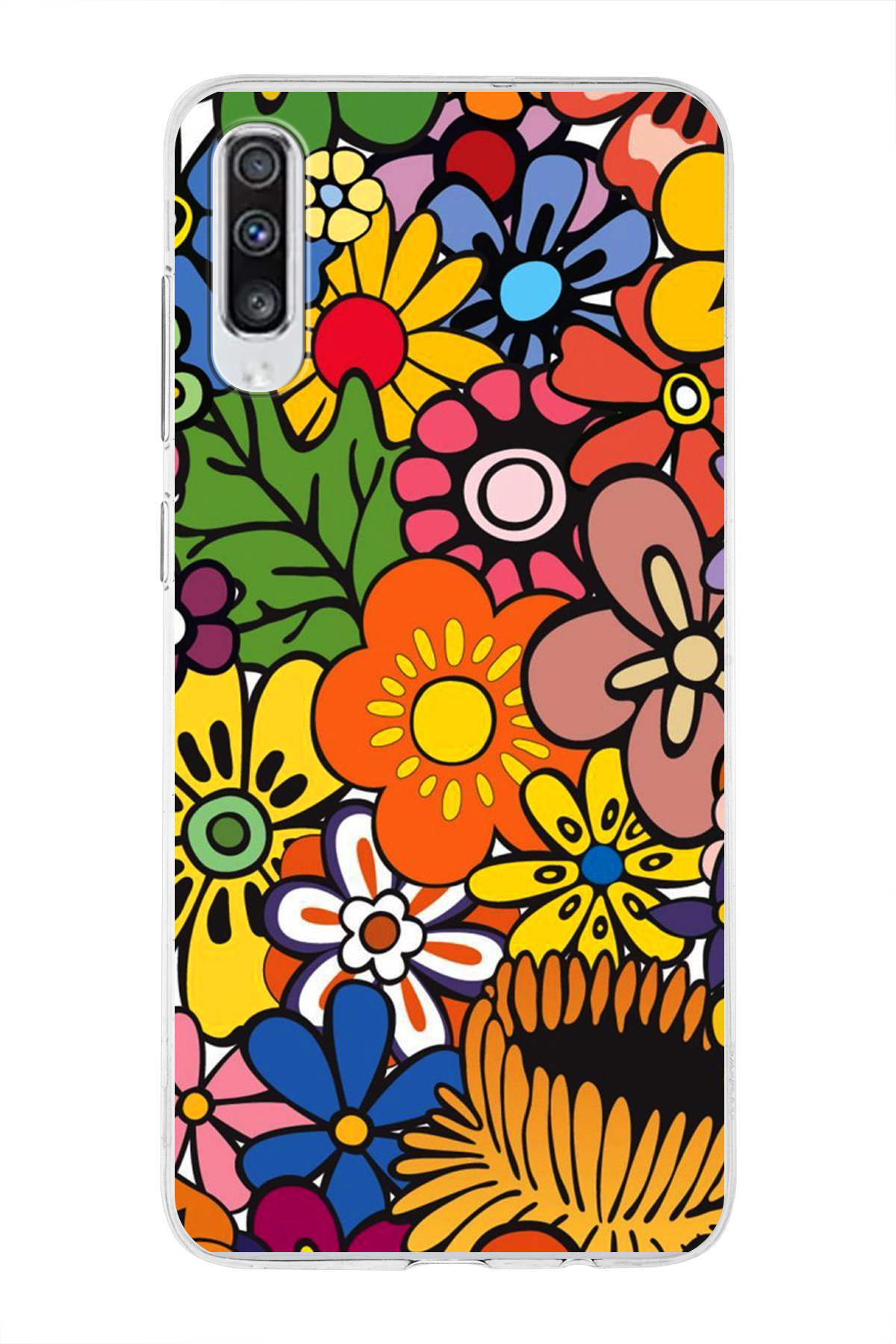 Samsung Galaxy A70s ile Uyumlu 1mm Slim Fit Retro Colors 2 Baskılı Şeffaf Kılıf