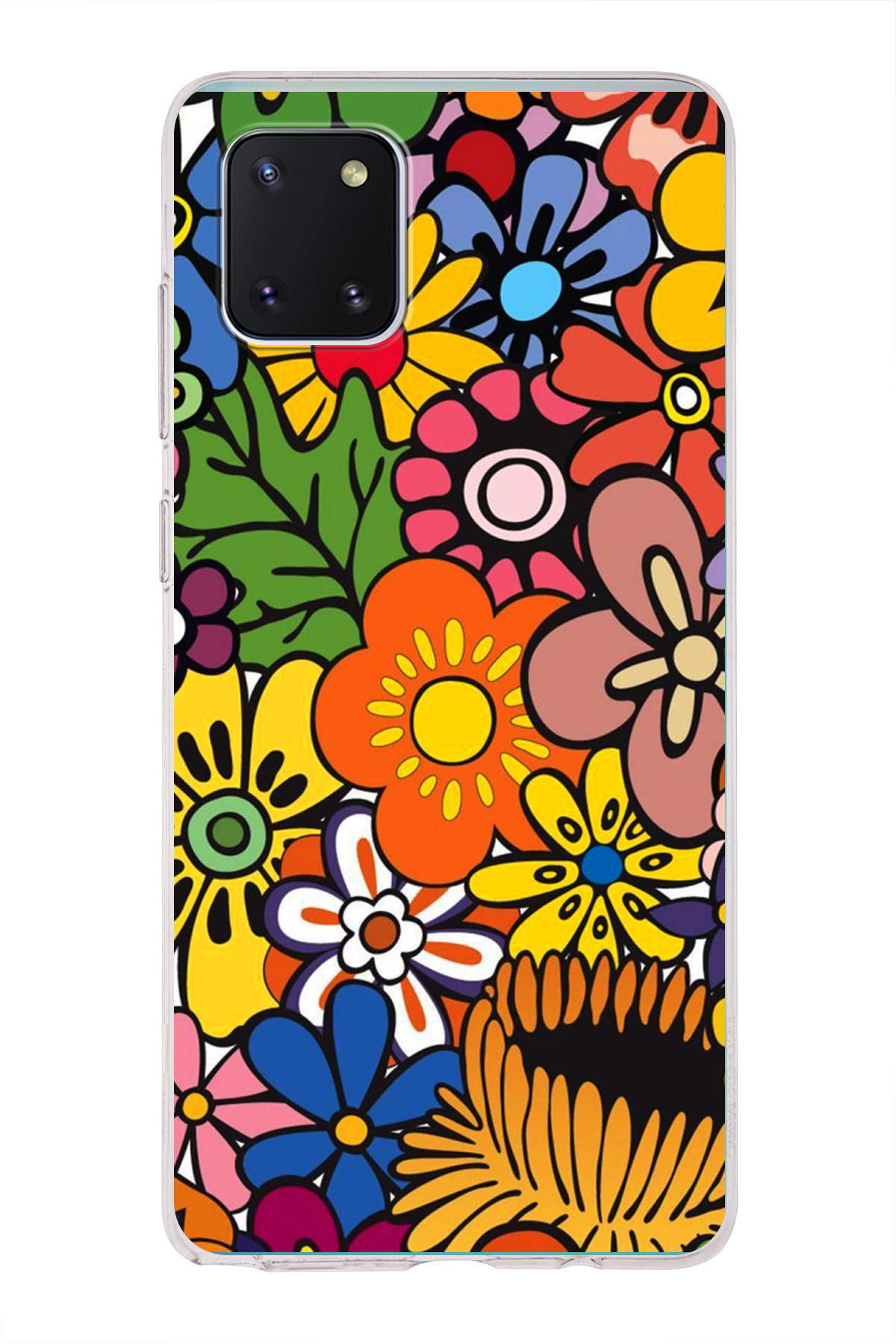 Samsung Galaxy A81 ile Uyumlu 1mm Slim Fit Retro Colors 2 Baskılı Şeffaf Kılıf