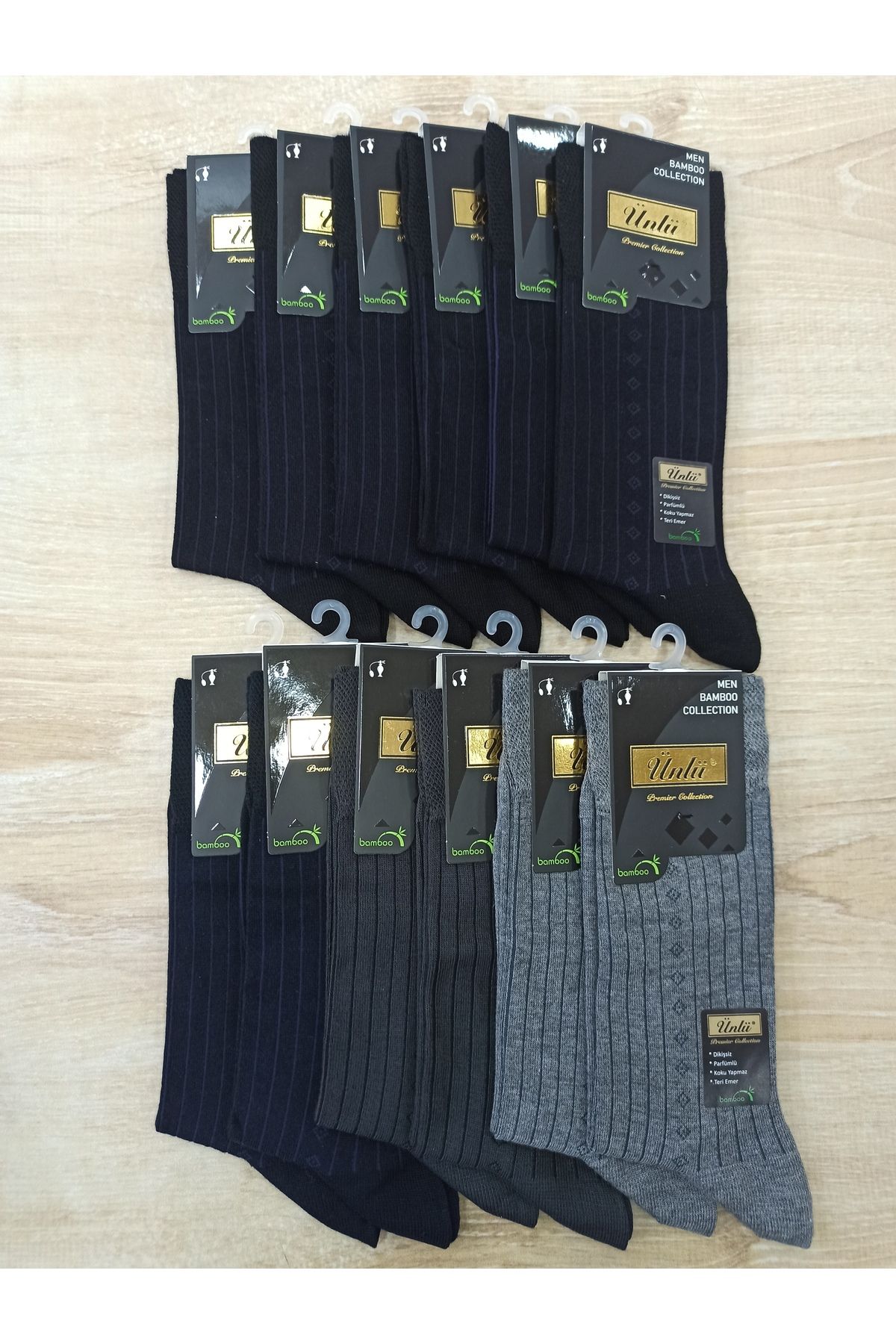 ÜNLÜ ÇORAP-12 Pairs Summer Bamboo Men's Socks - Small Feet 38-40 1