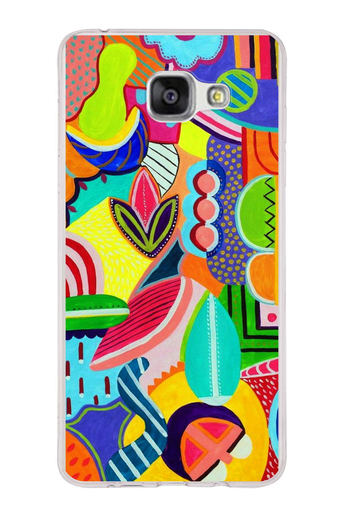 Samsung Galaxy A5 2016 ile Uyumlu 1mm Slim Fit Retro Colors 6 Baskılı Şeffaf Kılıf