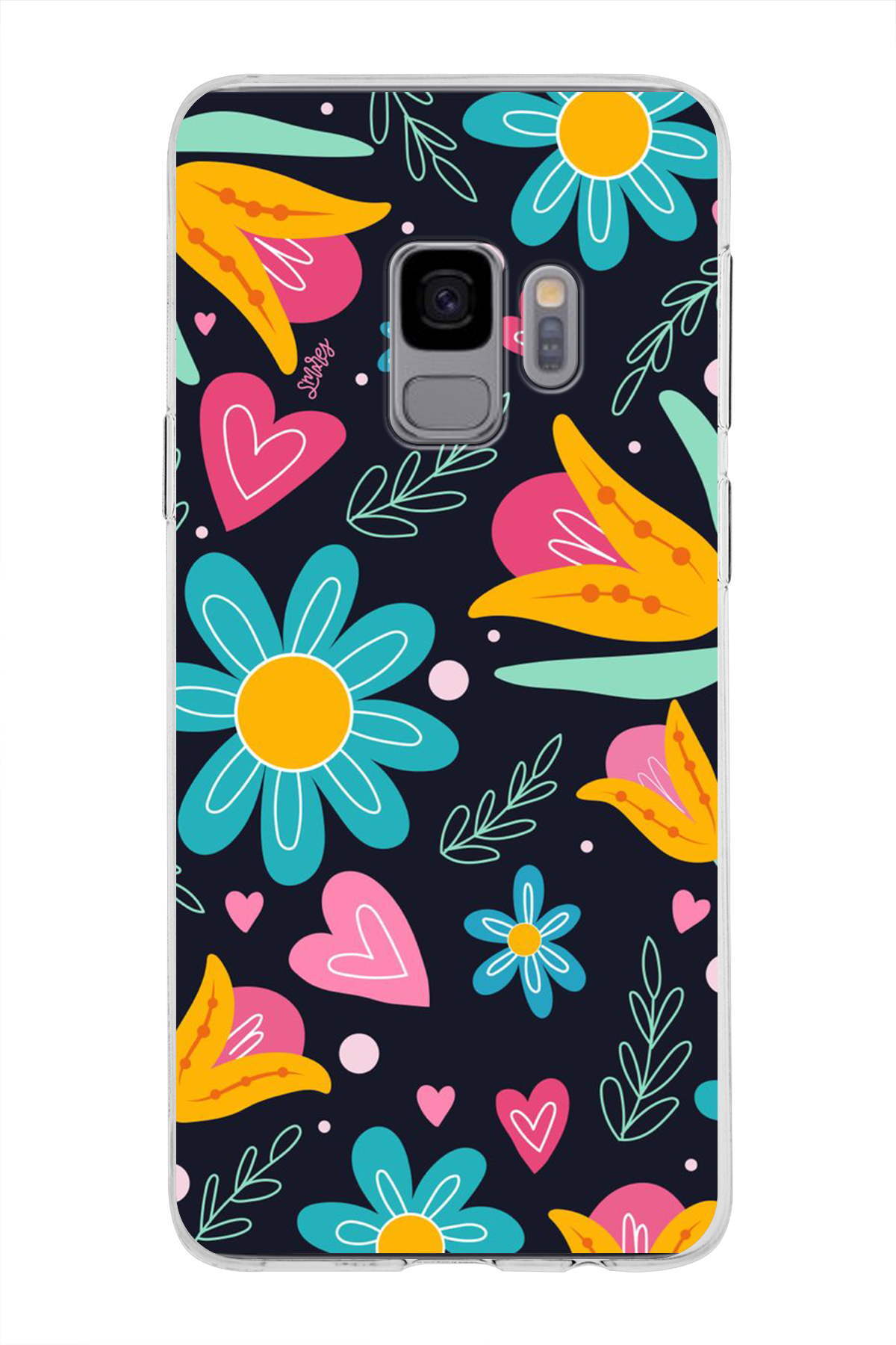 Samsung Galaxy S9 ile Uyumlu 1mm Slim Fit Retro Colors 1 Baskılı Şeffaf Kılıf