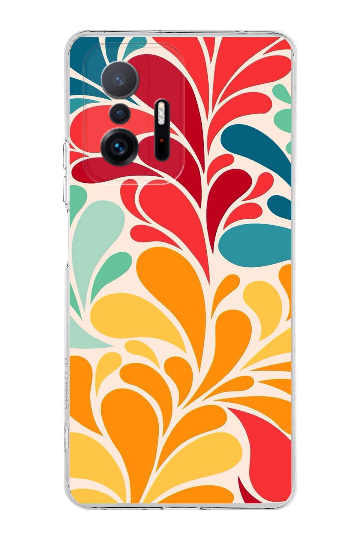 Xiaomi Mi 11T Pro ile Uyumlu 1mm Slim Fit Retro Colors 5 Baskılı Şeffaf Kılıf
