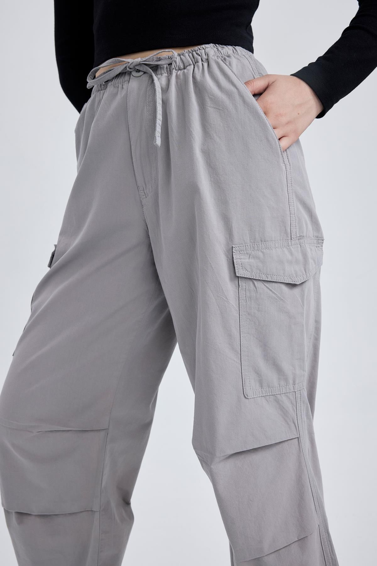 DeFacto-Parachute Poplin Pants - Solid Pocket and Elastic Waist A6266Ax23Au 6
