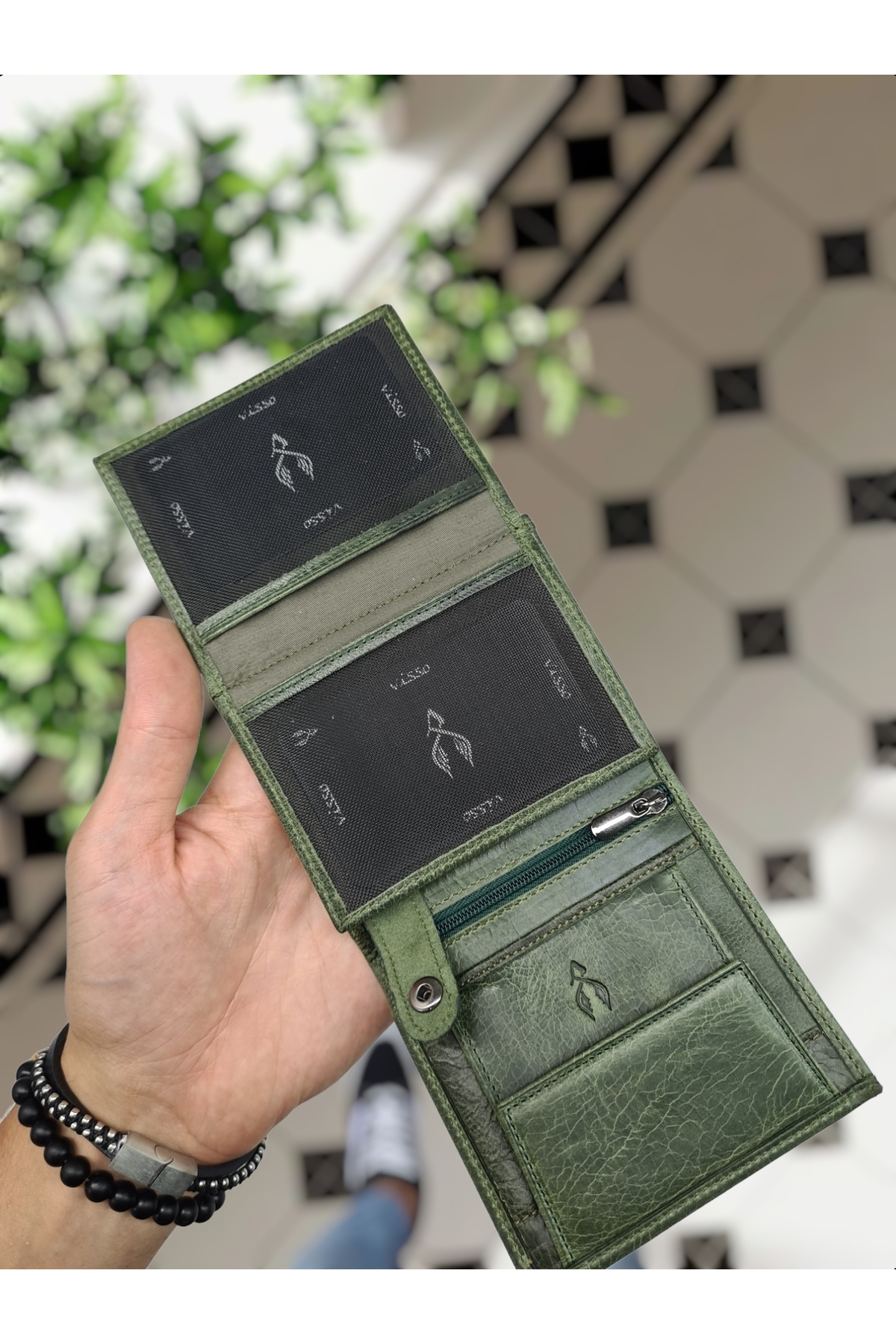 کیف پول مردانه سبز Visso leather | VİSSO 0-111 اورجینال - تصویر 5