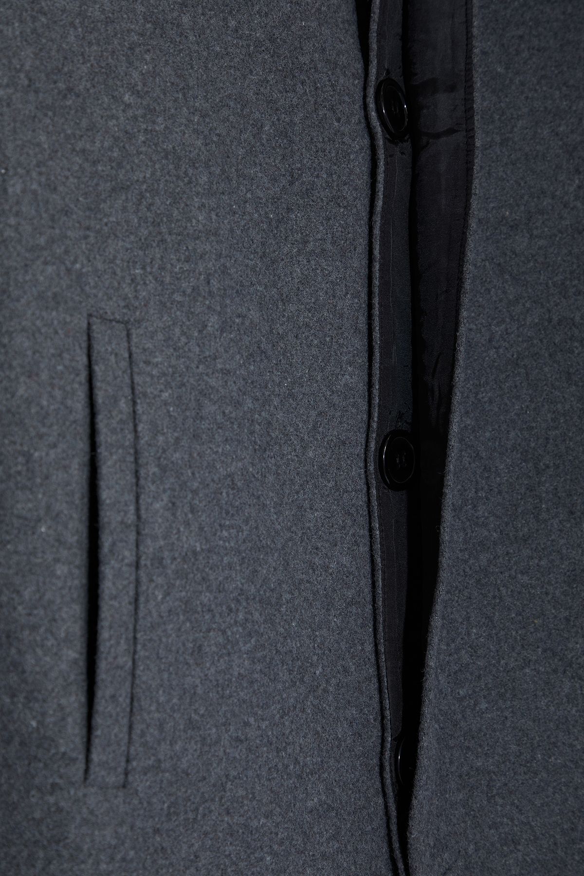 Trendyol Collection-Winter Anthracite Slim Fit Stamp Coat - Stand Collar TMNAW24KB00005 7