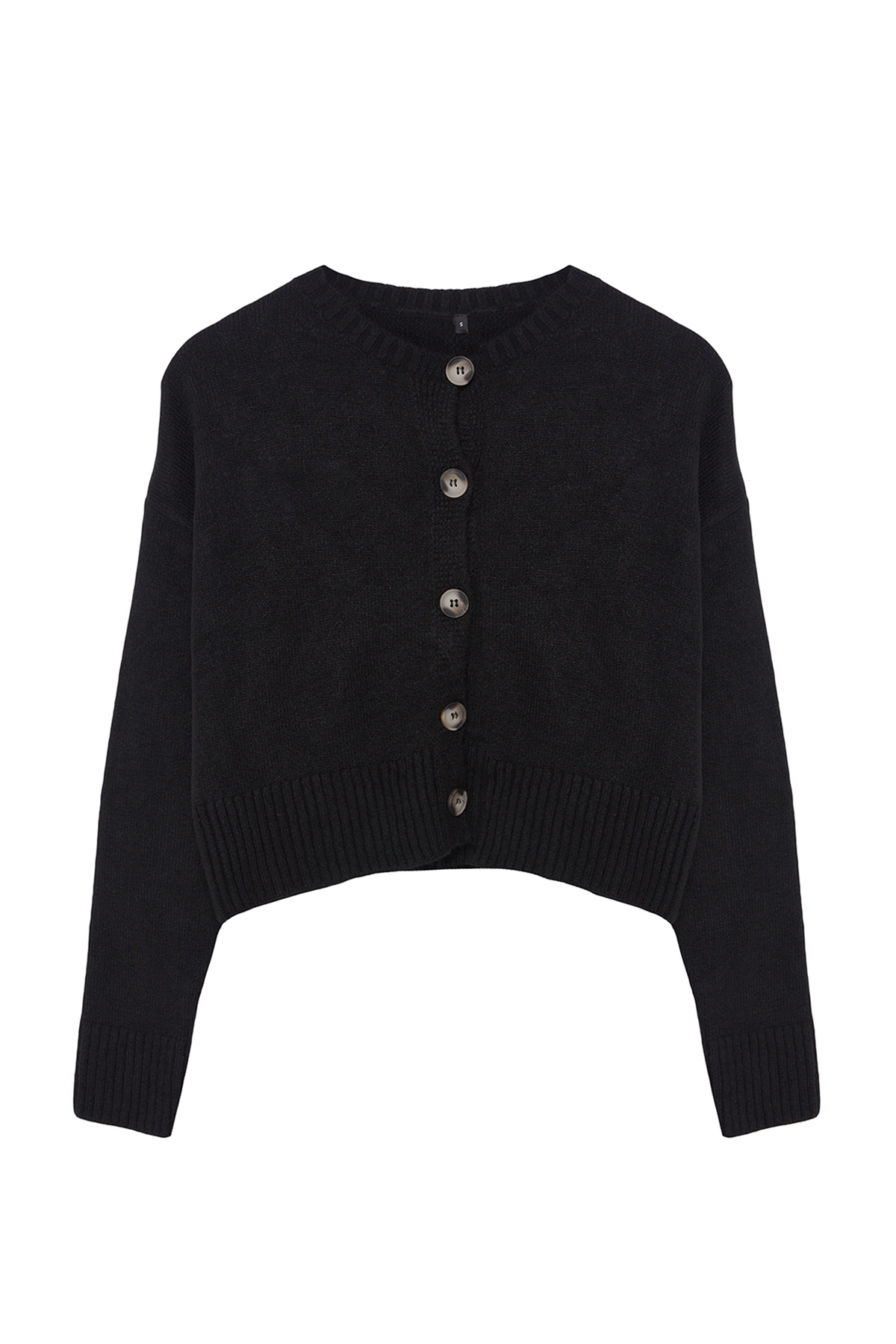 Trendyolmilla  Siyah Crop Yumuşak Dokulu Düğmeli Triko Hırka TWOAW24HI00198 - Görsel 6