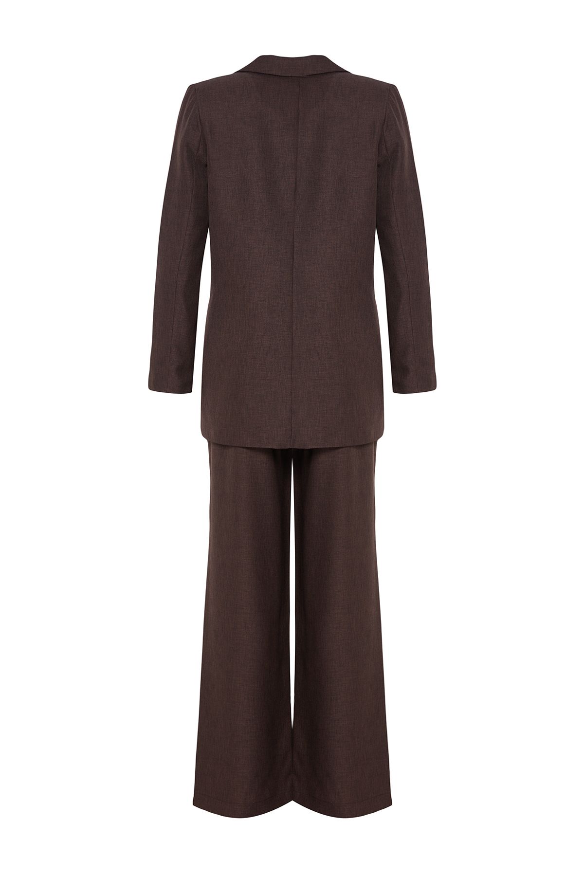 Trendyol Modest-Barna vászon megjelenés szőtt kabát nadrág alsó felső öltöny TCTSS24US00079 9