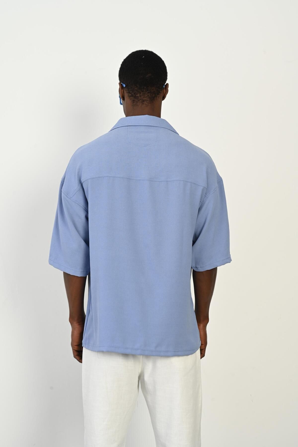 Rocqerx-R-3960 Model Short Sleeve Shirt with Apache Collar and Front Placket 6