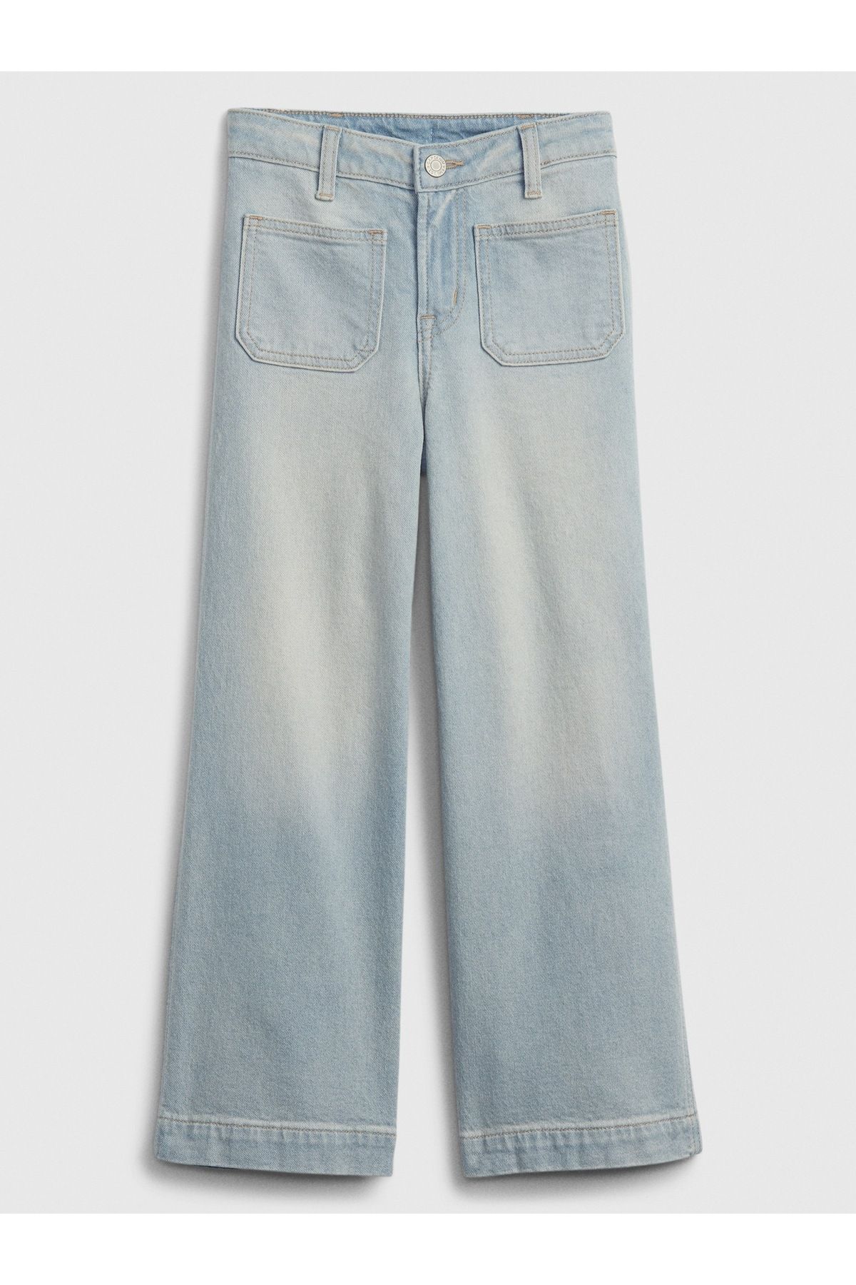 GAP Kız Çocuk Açık Mavi High Rise Wide-Leg Ankle Jean Pantolon 831154