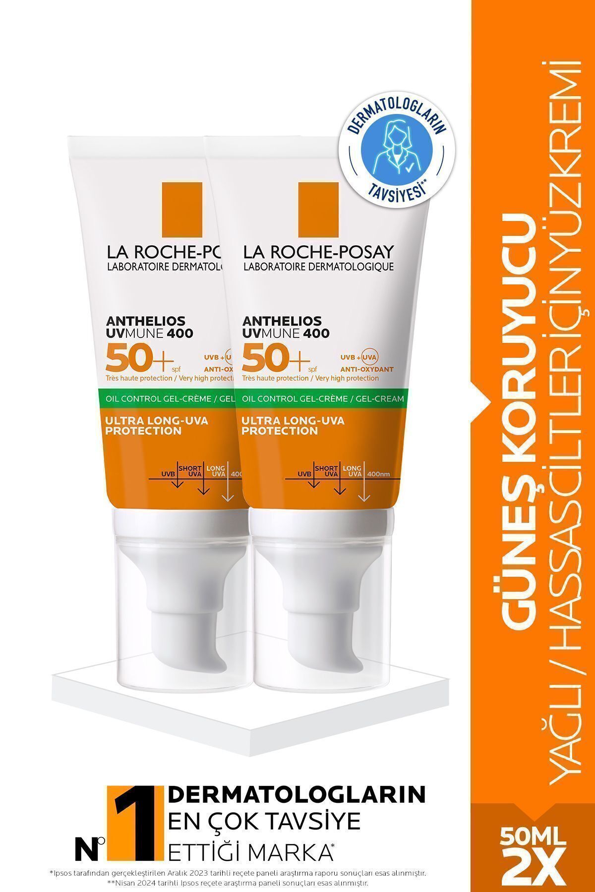 La Roche Posay Anthelios Oil Control Gel Cream Spf50+ Набор солнцезащитных кремов для лица для жирной и комбинированной кожи 50 млx2 8899010289670