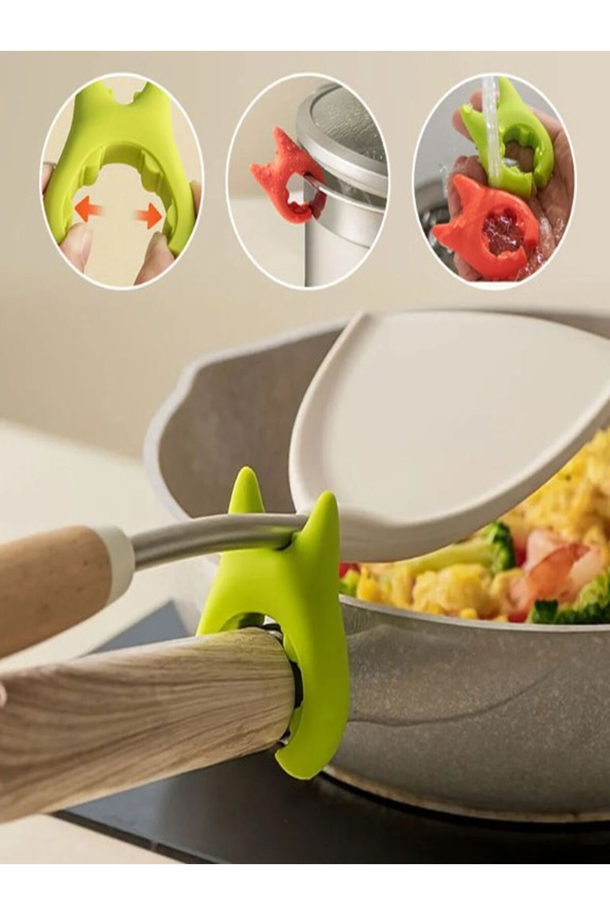 Özasya AVM 1 ADET TENCERE TAVA ARA APARAT ÇOK FONKSİYONLU SPATULA SİLİKON ANTİ KAŞIK TUTUCU
