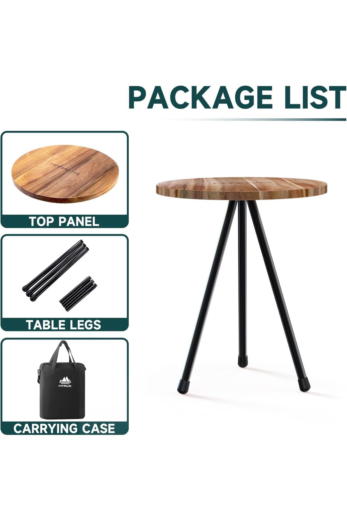 MTRVR-Round Folding Camping Table - Height Adjustable Side Table 7