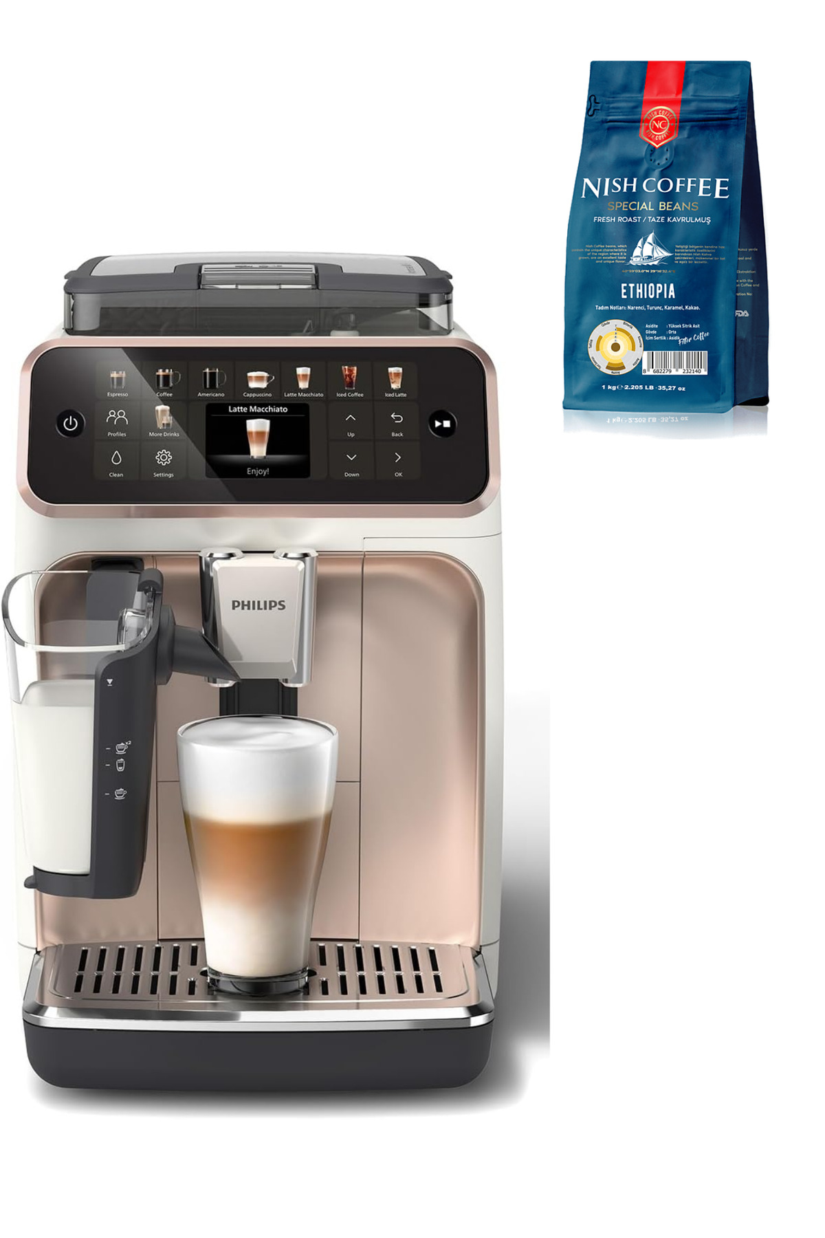 LatteGo Espresso Makinesi, 5500 Serisi, SilentBrew Teknolojisi, 1 Kg Çekirdek Kahve HEDİYE