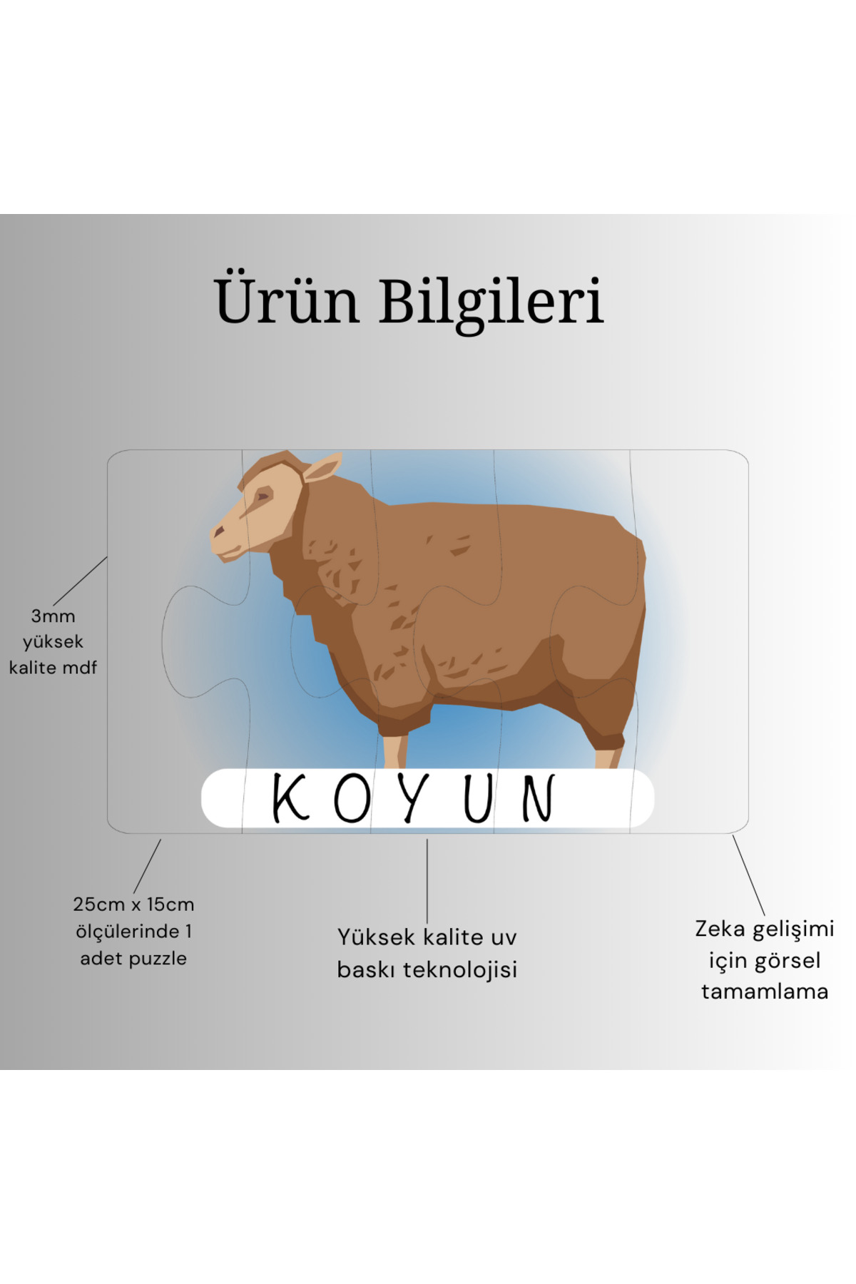 Bellacasa Hayvanlar Öğrenme Eşleme Puzzle Kartı, Puzzle Eğitici Oyuncak, Montessori Eğitim Oyuncak, Motor Zeka fotoğrafı 5 (önizleme)
