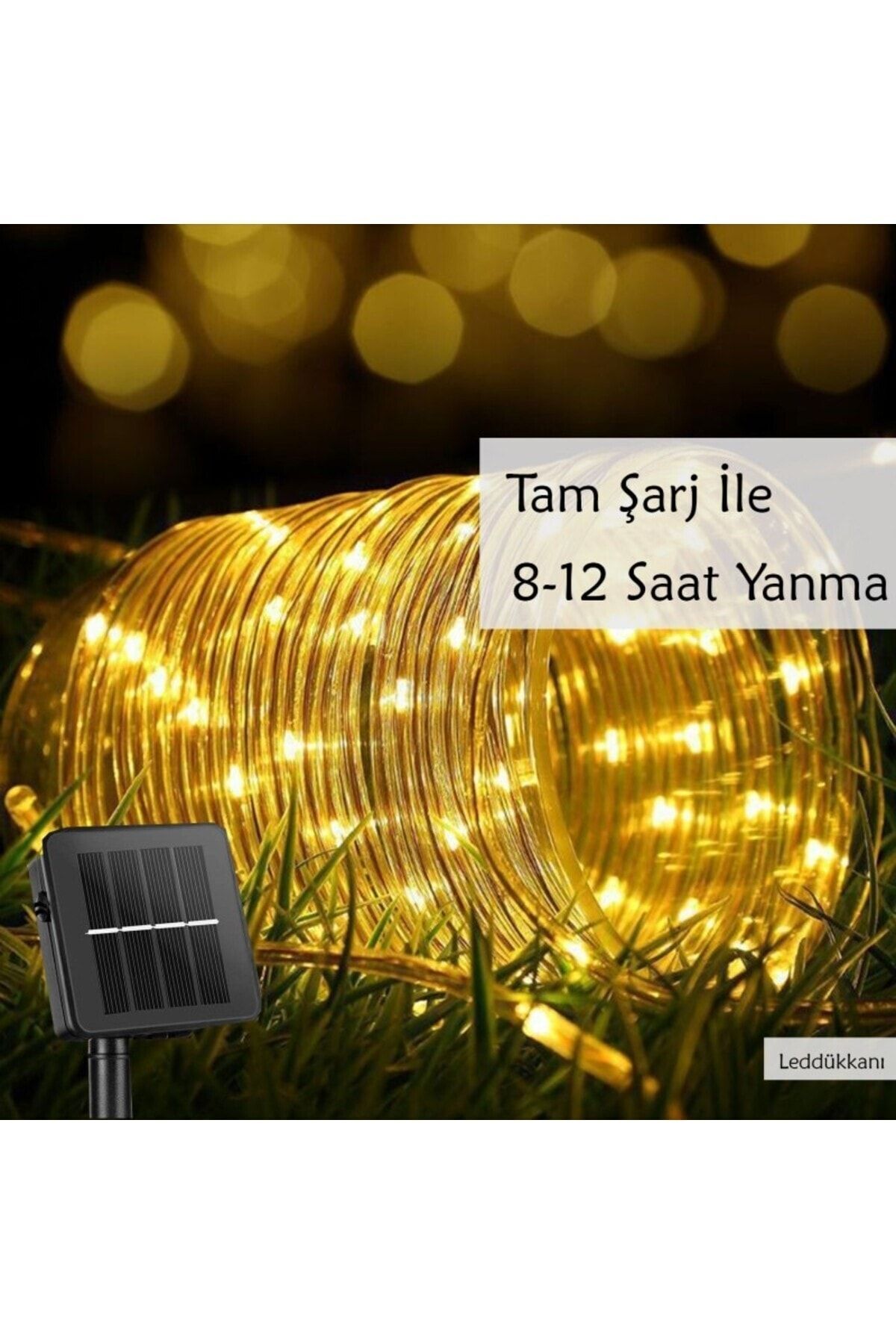 100 Led 10 Metre Sarı Flex Peri Led Işık Güneş Enerjili Solar Bahçe Balkon Ağaç Aydınlatması Solar 6