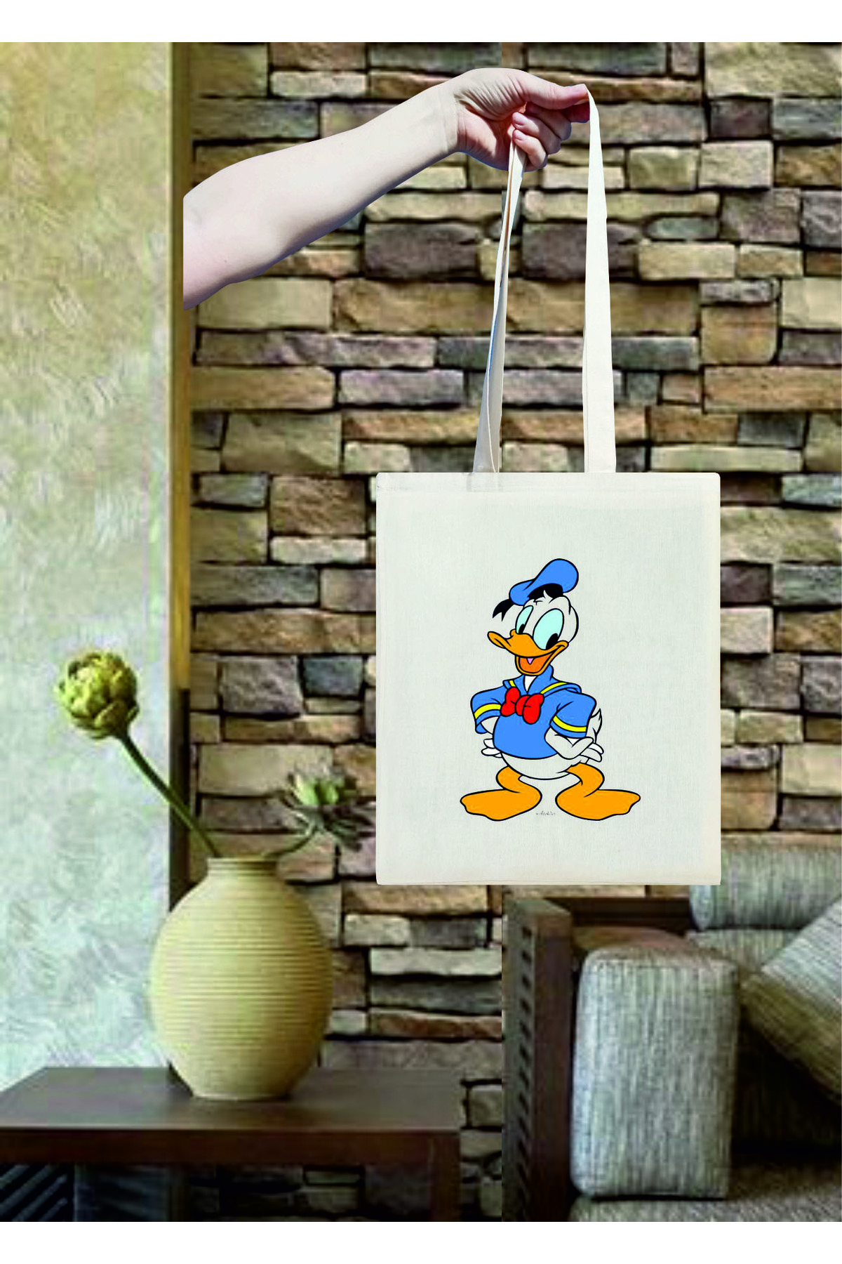 Donald Duck Printed Cotton Raw cloth bag 35X40 cm