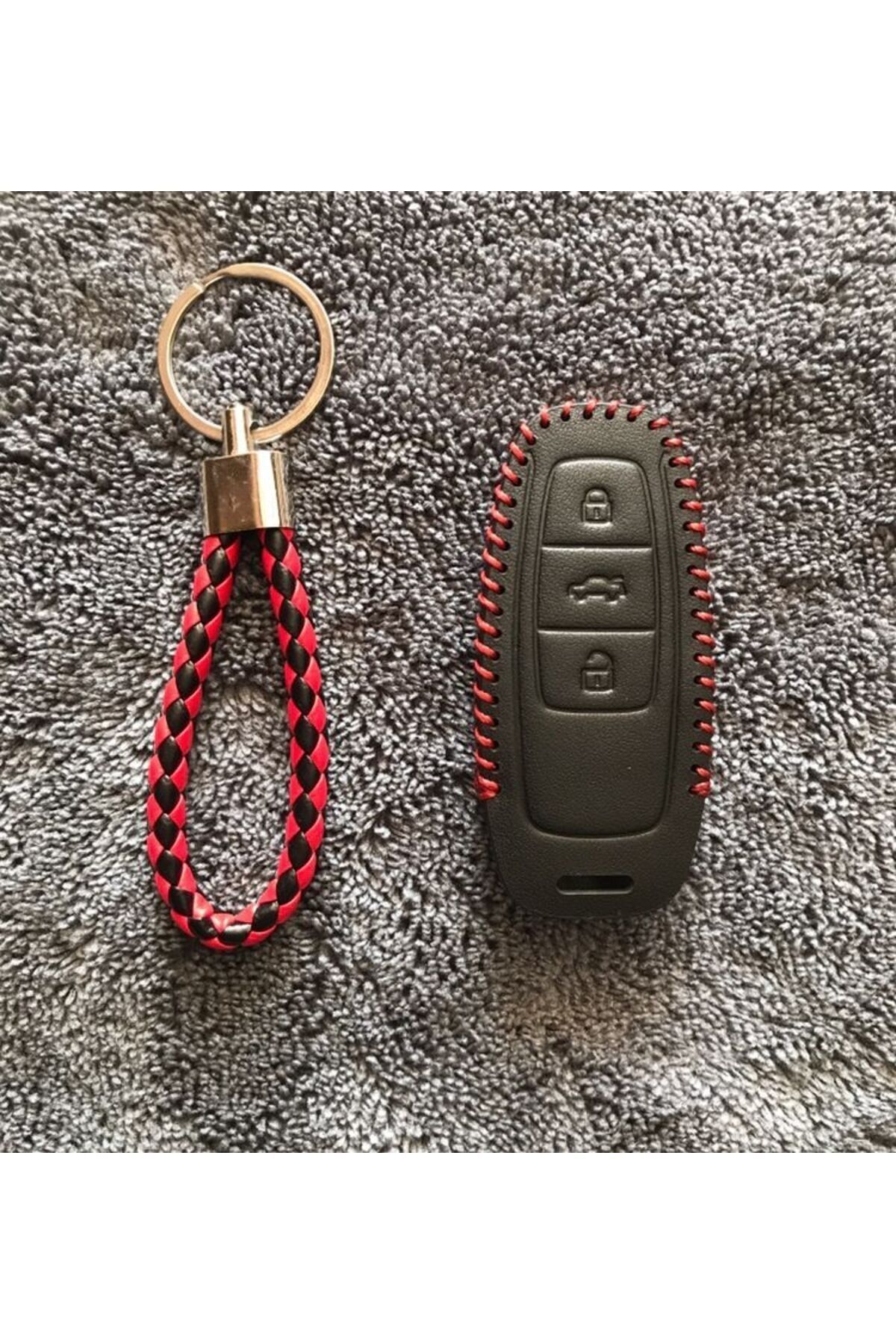 ŞENYILDIZ AKSESUAR-Audi A6 A7 A8 E-tron Q8 C8 A3 - Leather Key Protection Case and Mesh Keychain See Figure 2 1