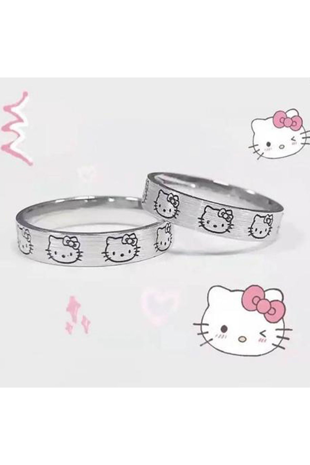 Серебряное базовое кольцо Hello Kitty Mole KYZ383