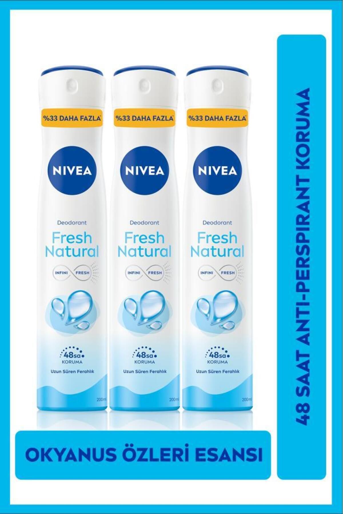 NIVEA Женский дезодорант-спрей Fresh Natural 48 часов Дезодорант защита от запаха пота 200млx3шт НАБОР.NVE.933