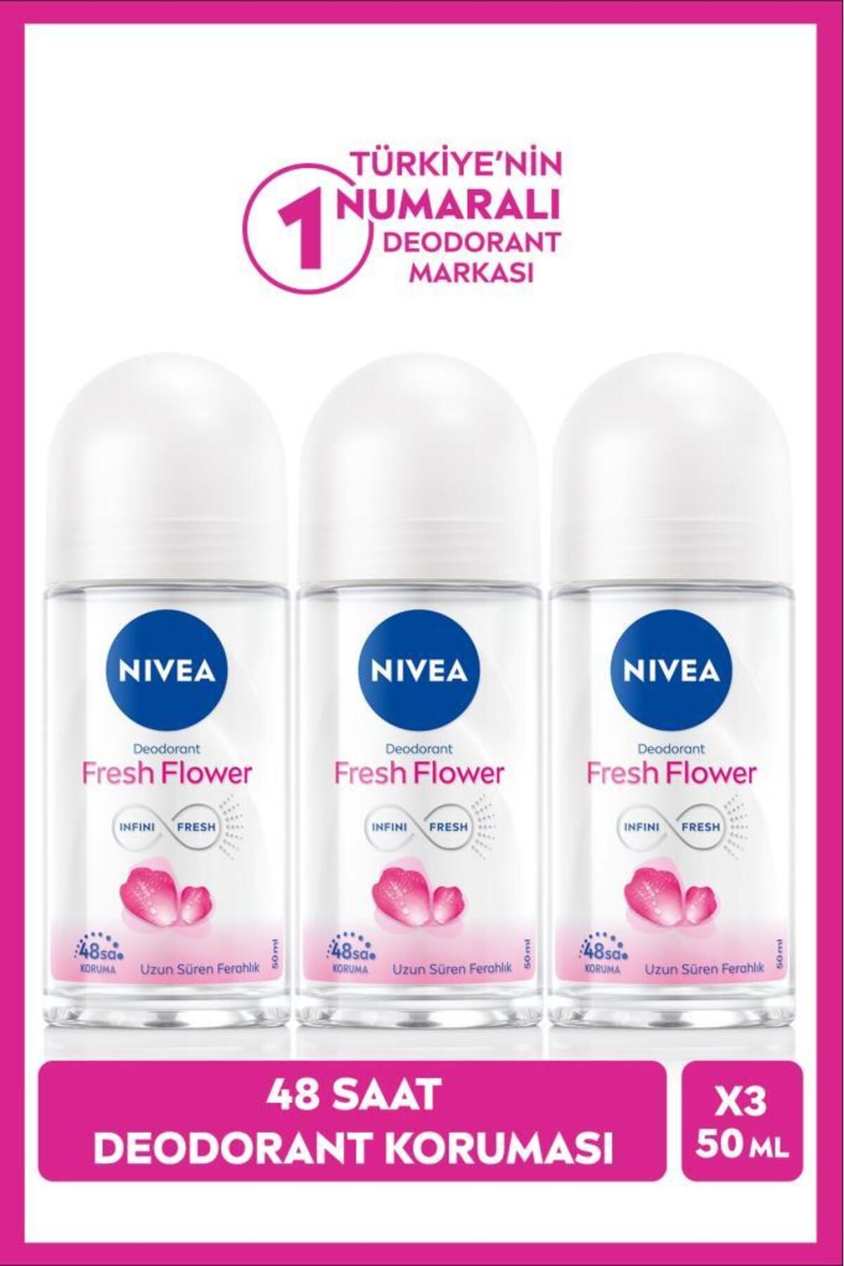 Женский шариковый дезодорант NIVEA Fresh Flower, 50 мл, защита 48 часов, X3 SET.NVE.969