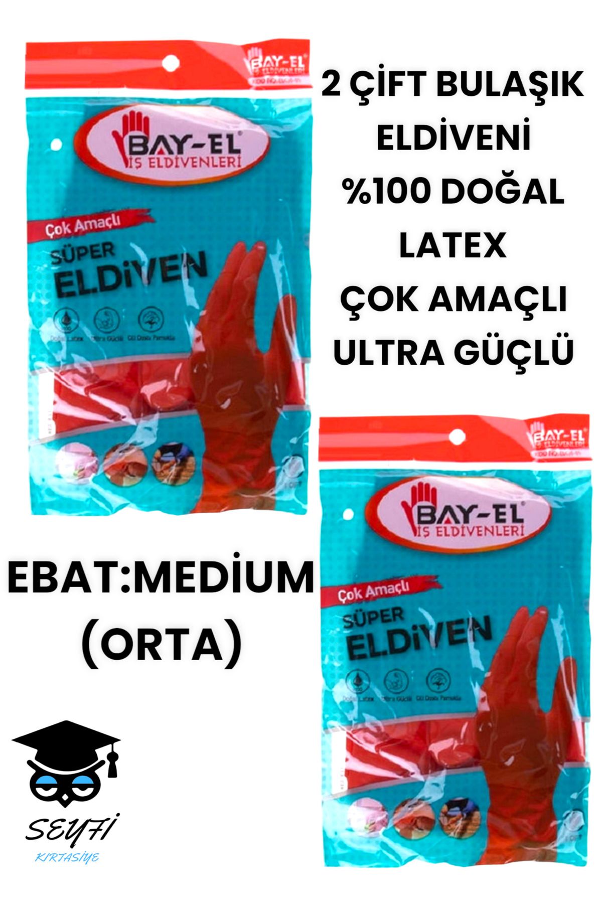Yeşil Adım 2 ÇİFT BULAŞIK ELDİVENİ %100 DOĞAL LATEX ÇOK AMAÇLI ULTRA GÜÇLÜ