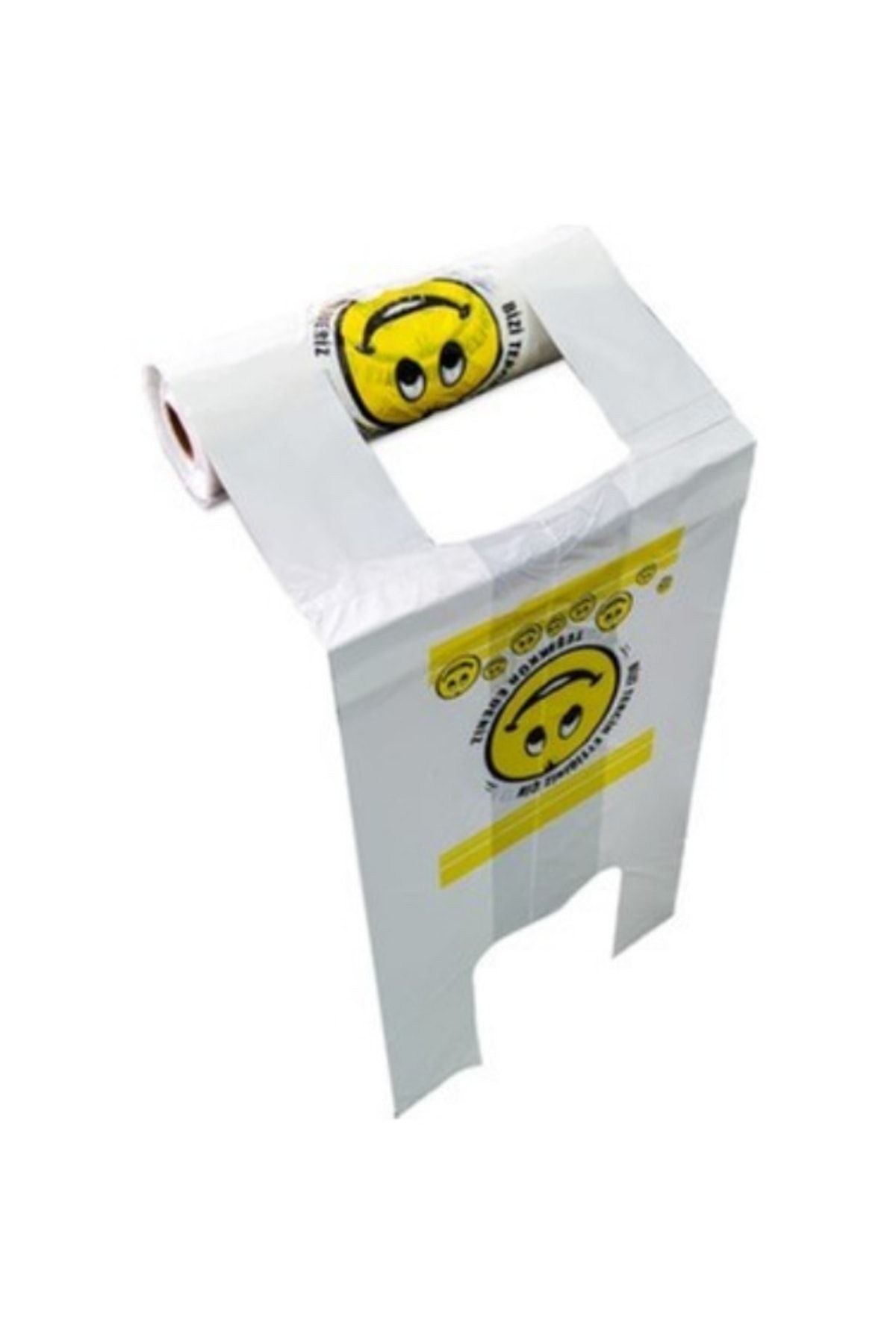 Kalbi Ticaret-Roll Bag Large Smiling Face Printed Bag Rusty Undershirt Bag Grocery Store Bag White Bag 5