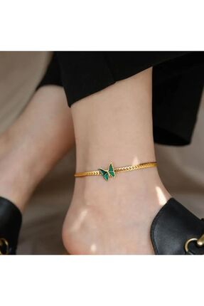 ESJ Paslanmaz Çelik Italyan Ezme Zincir Kelebek Detay Altın Kaplama Kadın Hal...