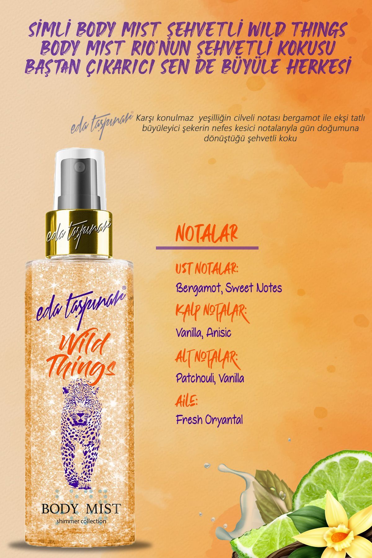 اسپری بدن فرانسوی بوسه و چیزهای وحشی پوکر چهره SILIM BODY MIST 200 میل. Eda Taşpınar