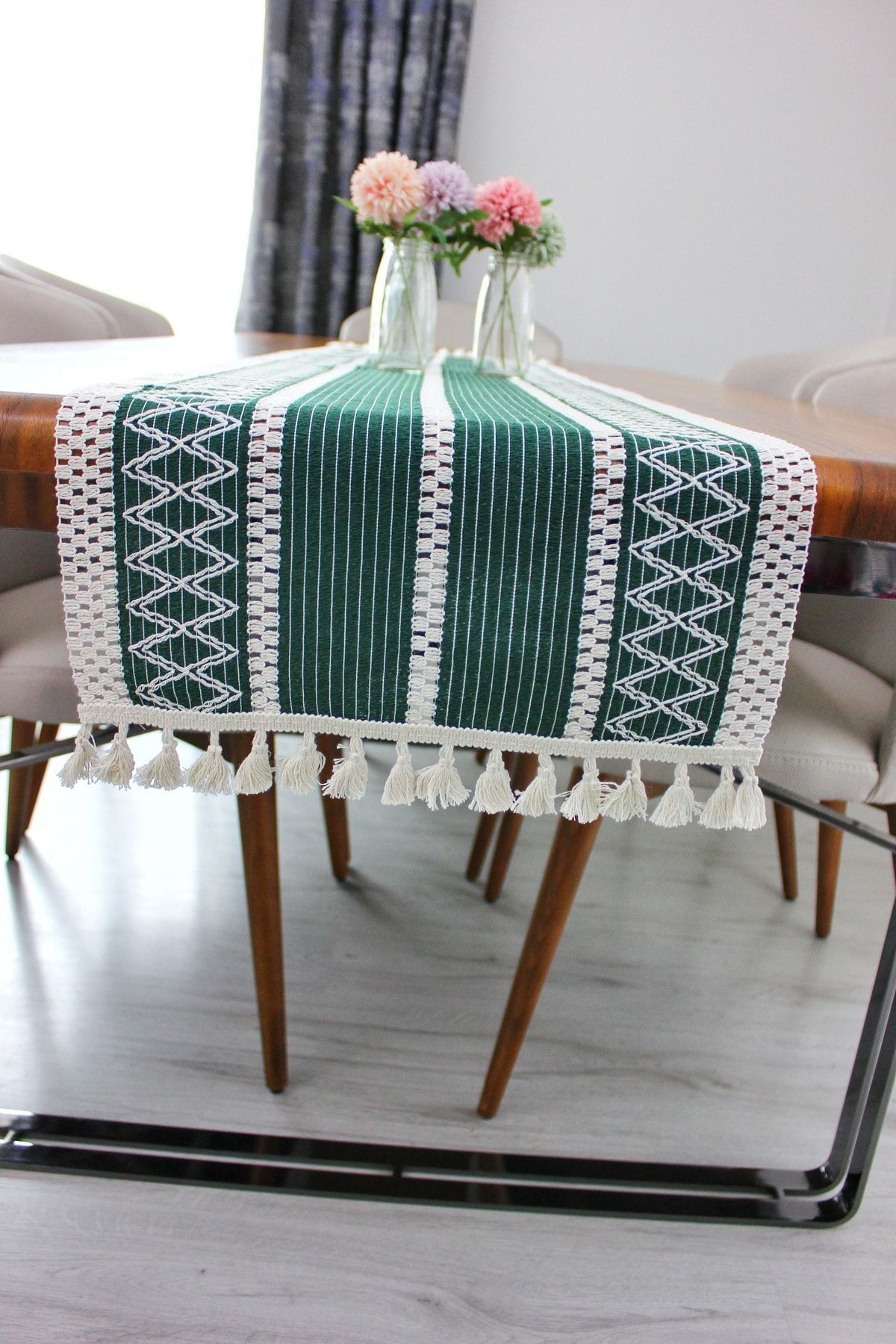 Cotton Shawl Motif Lace Mesh Runner 35x150