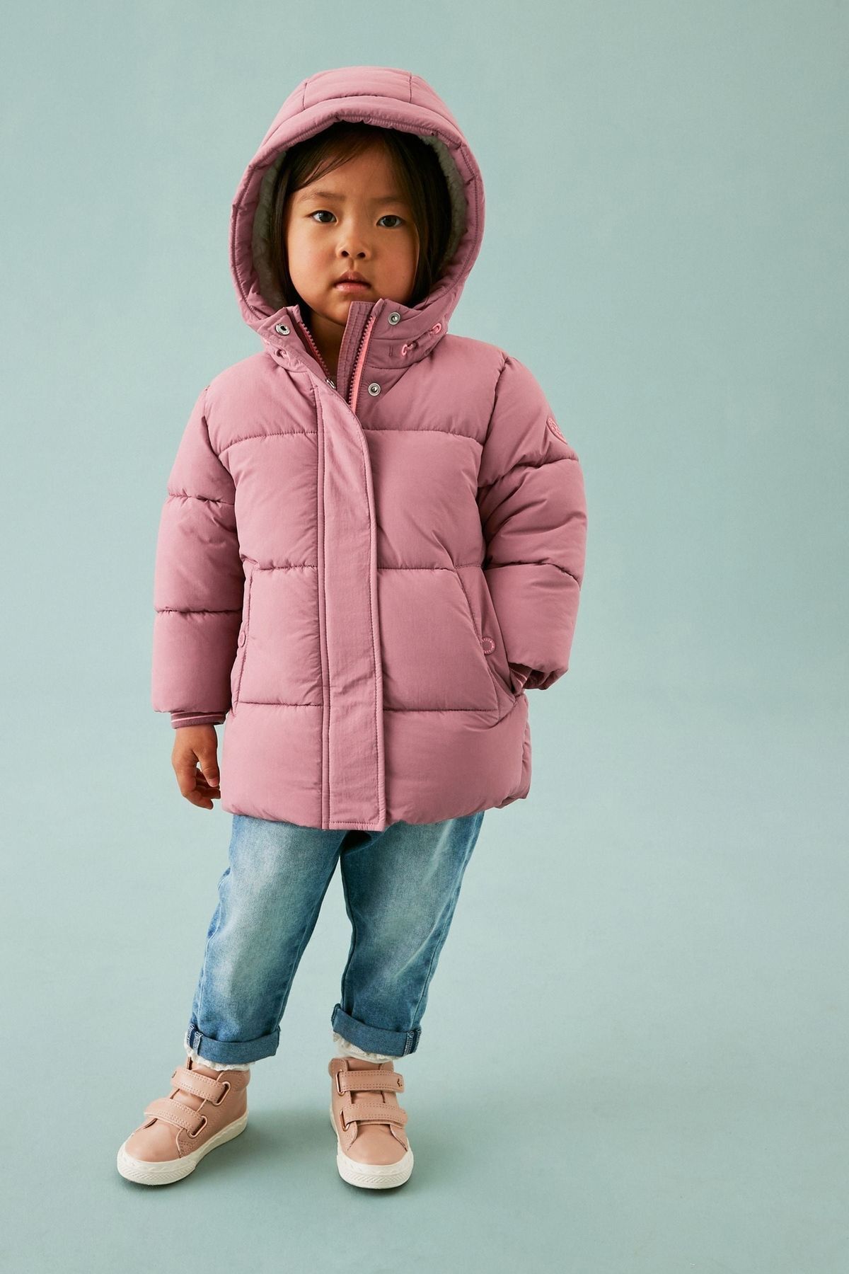 Next Baby Pink Full Fleece Lined Waterproof Coat fotoğrafı 2 (önizleme)