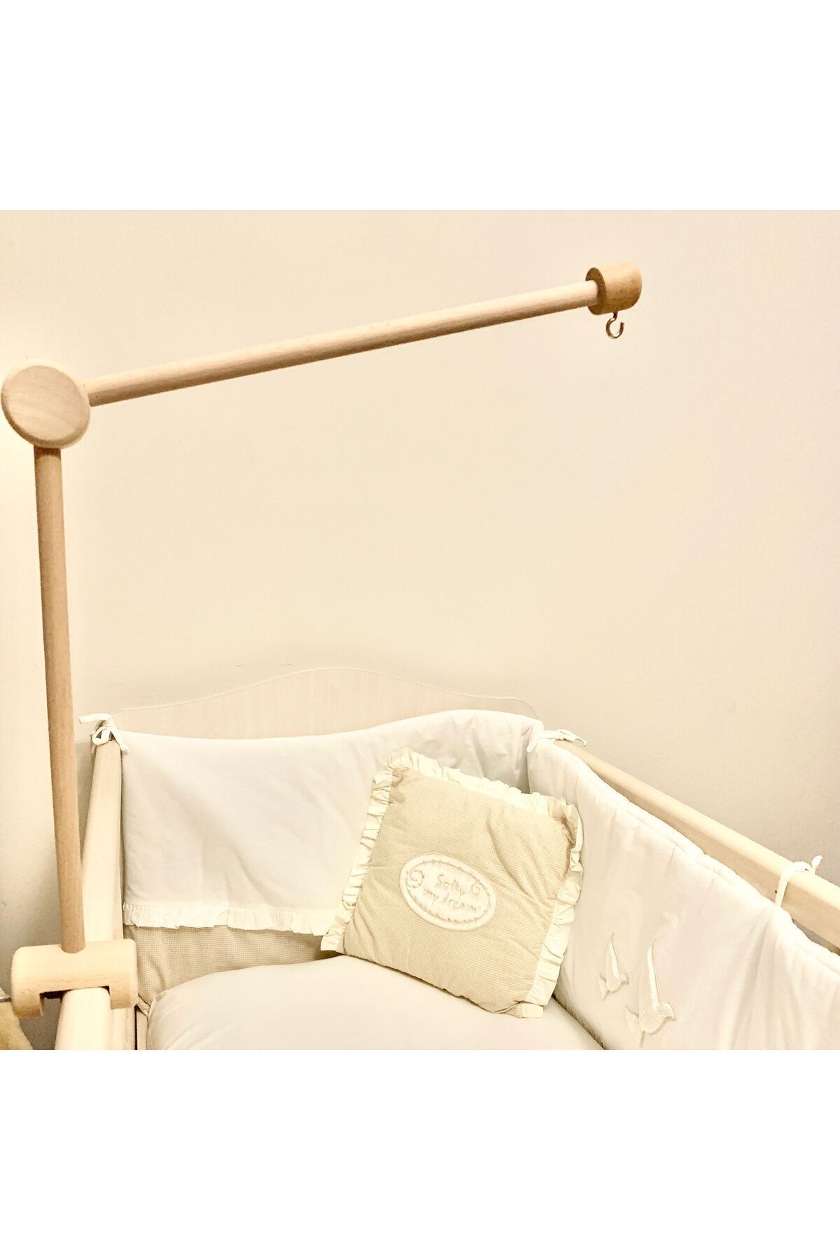 pikukid Ahşap Dönence Askısı Doğal Renk,montessori Mobil Beşik Askısı, Ayarlanabilir Dönence Askısı fotoğrafı 3 (önizleme)