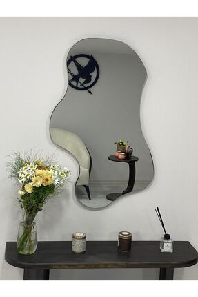 BURAK HOME DECOR Siyah asimetrik dekoratif ayna 55 x 35 cm