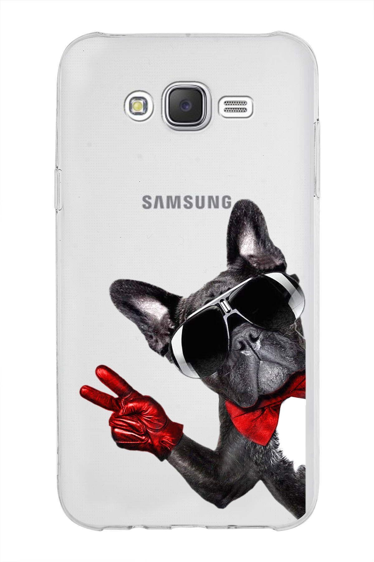 Samsung Galaxy J7 Core ile Uyumlu 1mm Slim Fit Köpek 2 050e Baskılı Şeffaf Kılıf