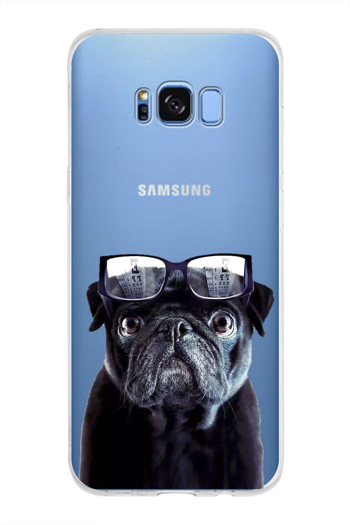Samsung Galaxy S8 Plus ile Uyumlu 1mm Slim Fit Köpek 3 050f Baskılı Şeffaf Kılıf