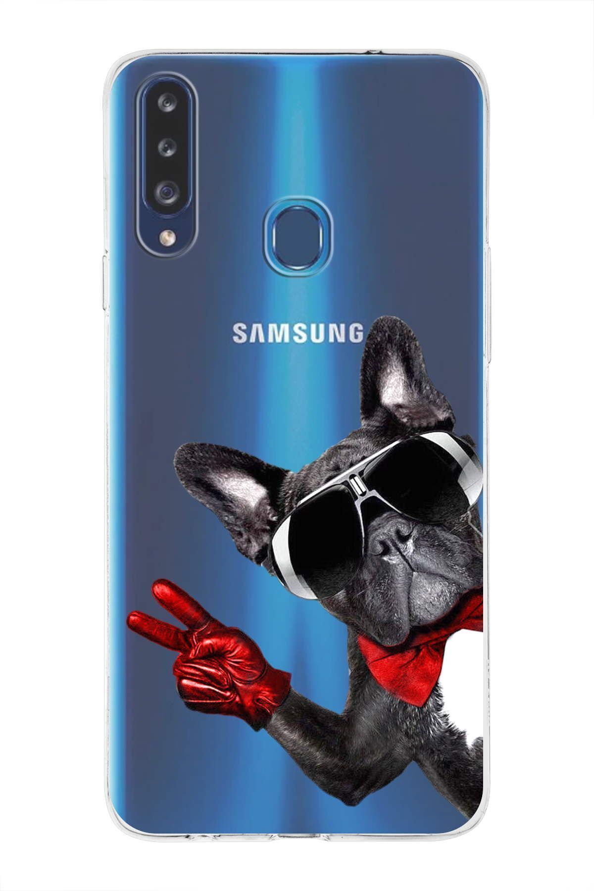 Samsung Galaxy A20s ile Uyumlu 1mm Slim Fit Köpek 2 050e Baskılı Şeffaf Kılıf