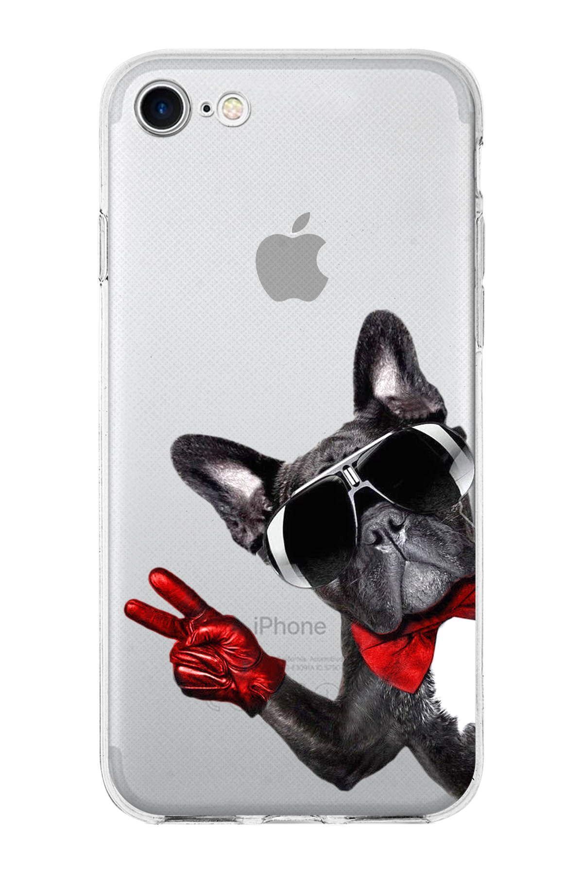 PrintiFy Apple iPhone SE ile Uyumlu 1mm Slim Fit Köpek 2 050e Baskılı Şeffaf Kılıf