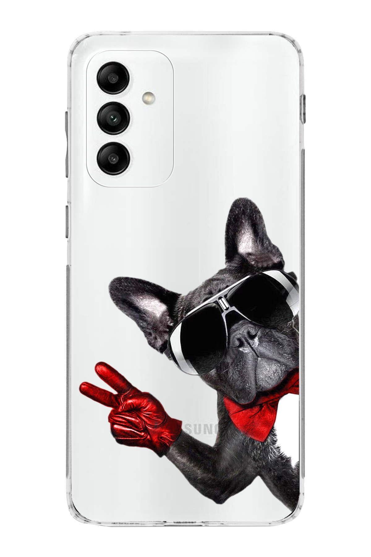Samsung Galaxy M23 ile Uyumlu 1mm Slim Fit Köpek 2 050e Baskılı Şeffaf Kılıf