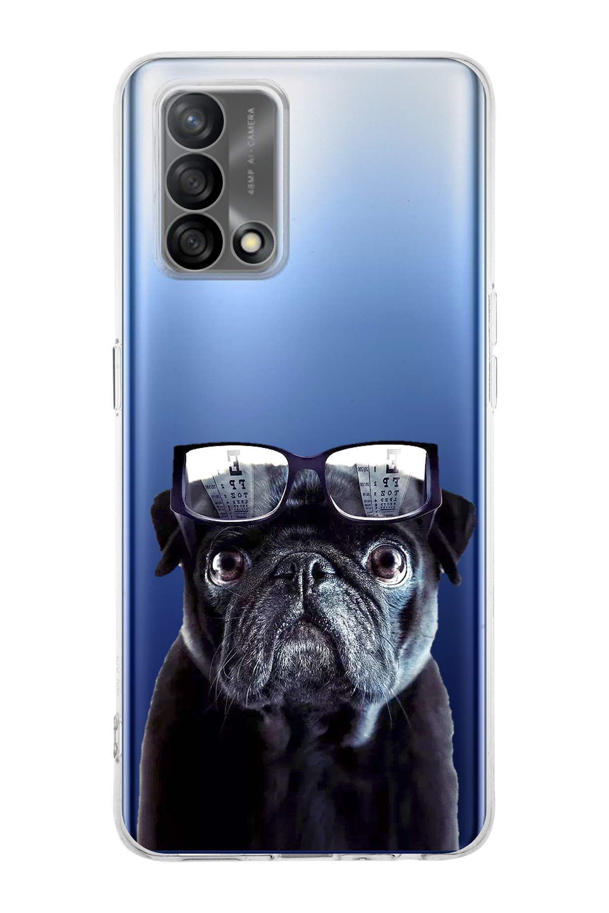 Oppo A74 ile Uyumlu 1mm Slim Fit Köpek 3 050f Baskılı Şeffaf Kılıf