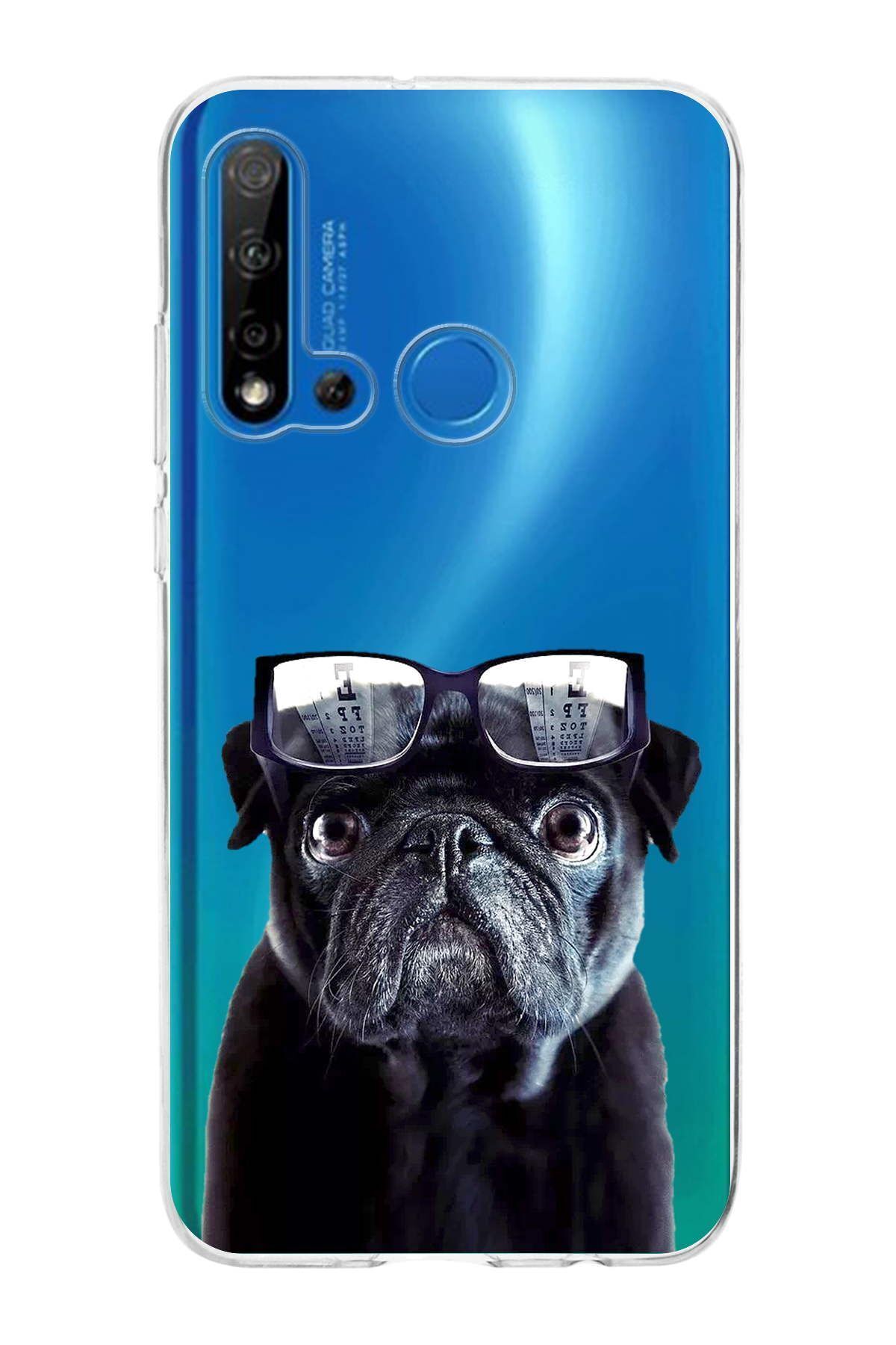Huawei P20 Lite 2019 ile Uyumlu 1mm Slim Fit Köpek 3 050f Baskılı Şeffaf Kılıf